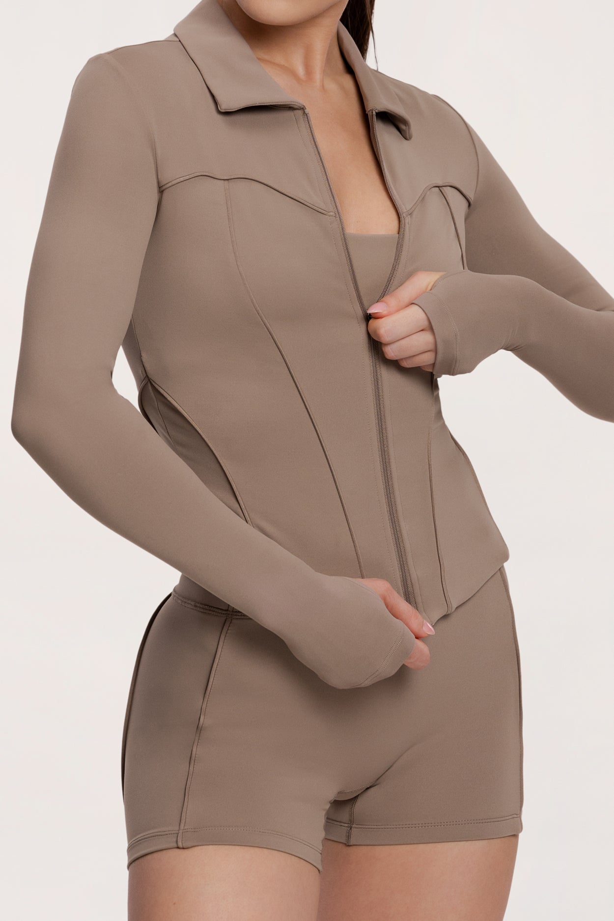 Zip hoodie pilates era warm beige