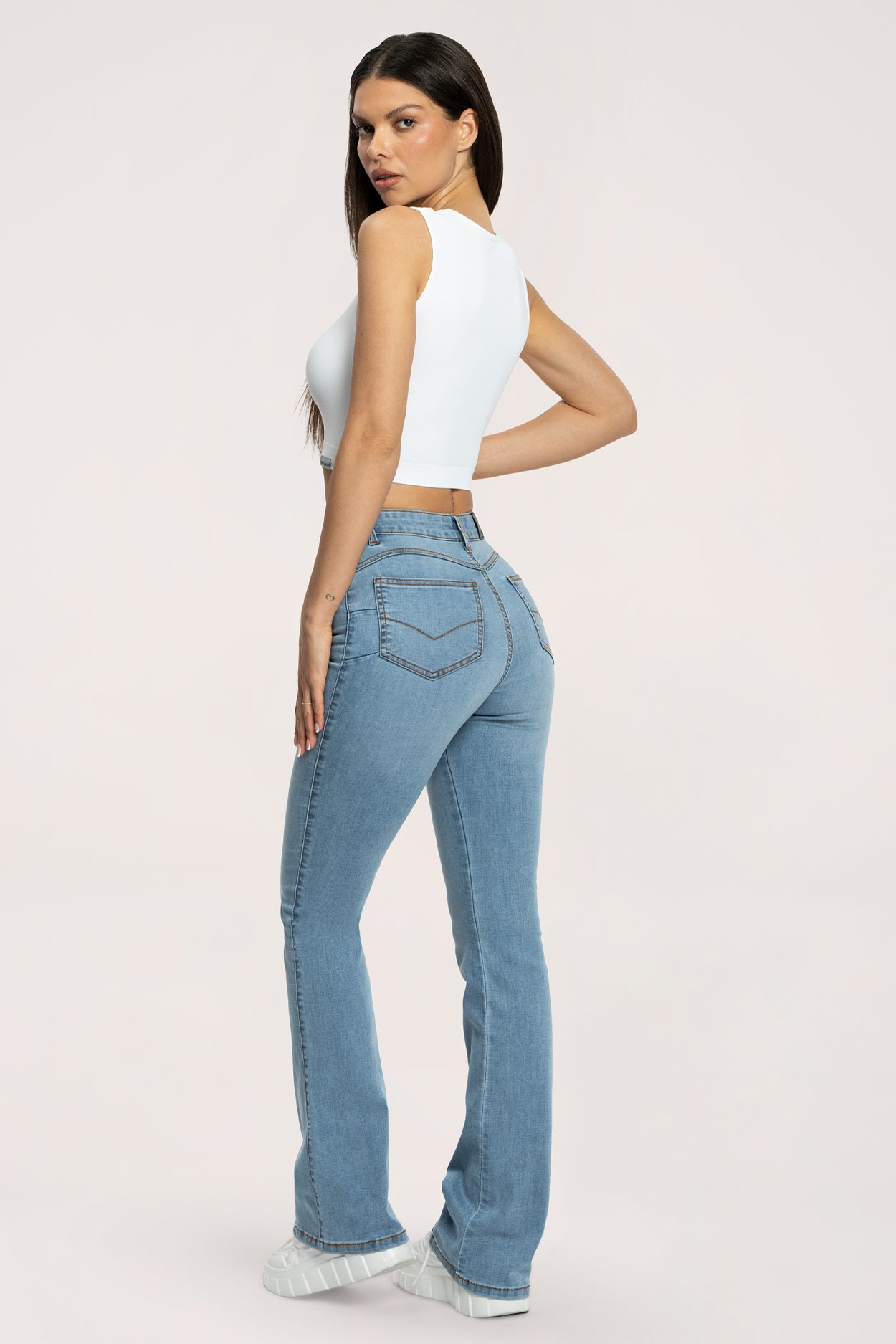 Perfect slim flare jeans light blue long
