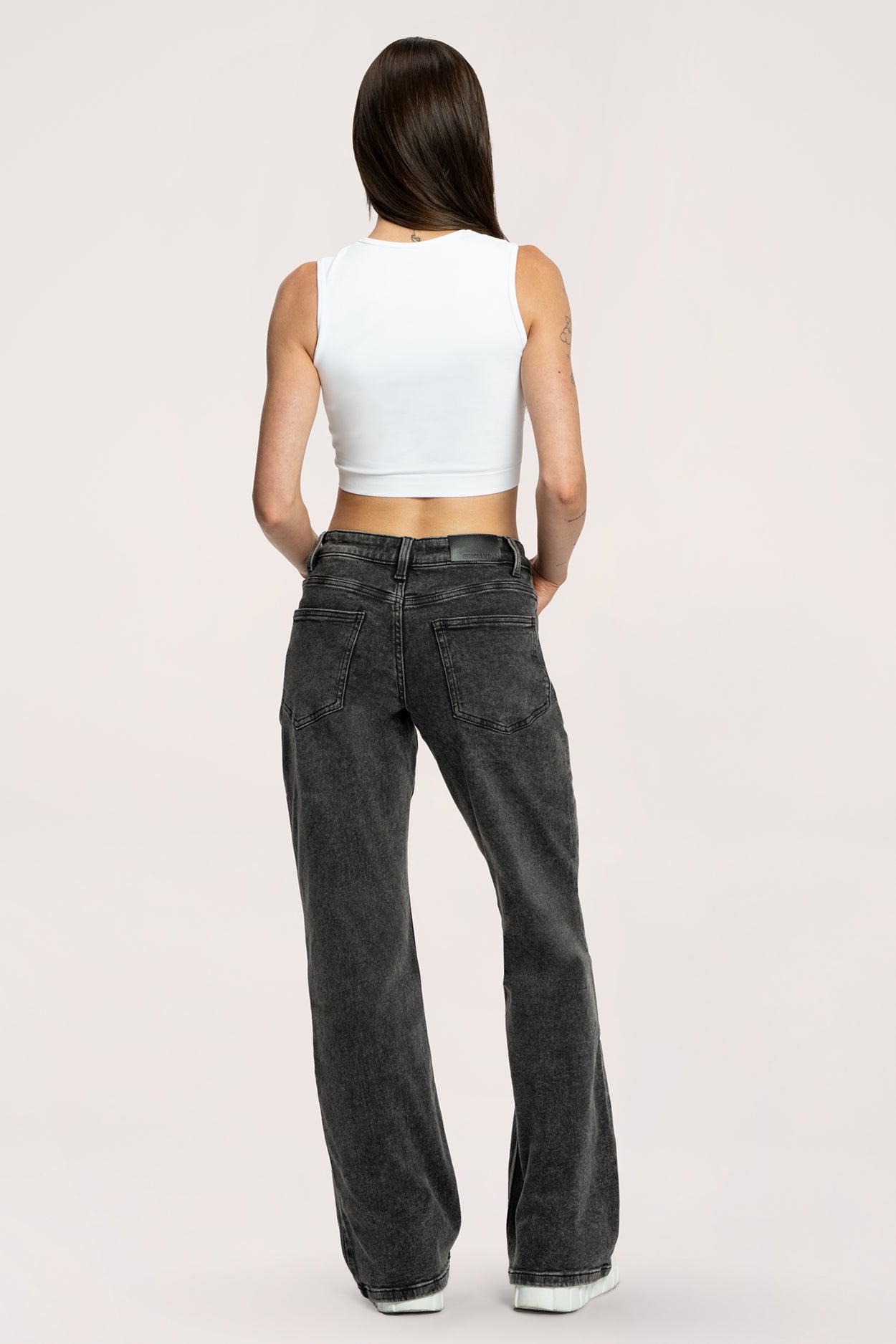 Wide low-waist jeans grey