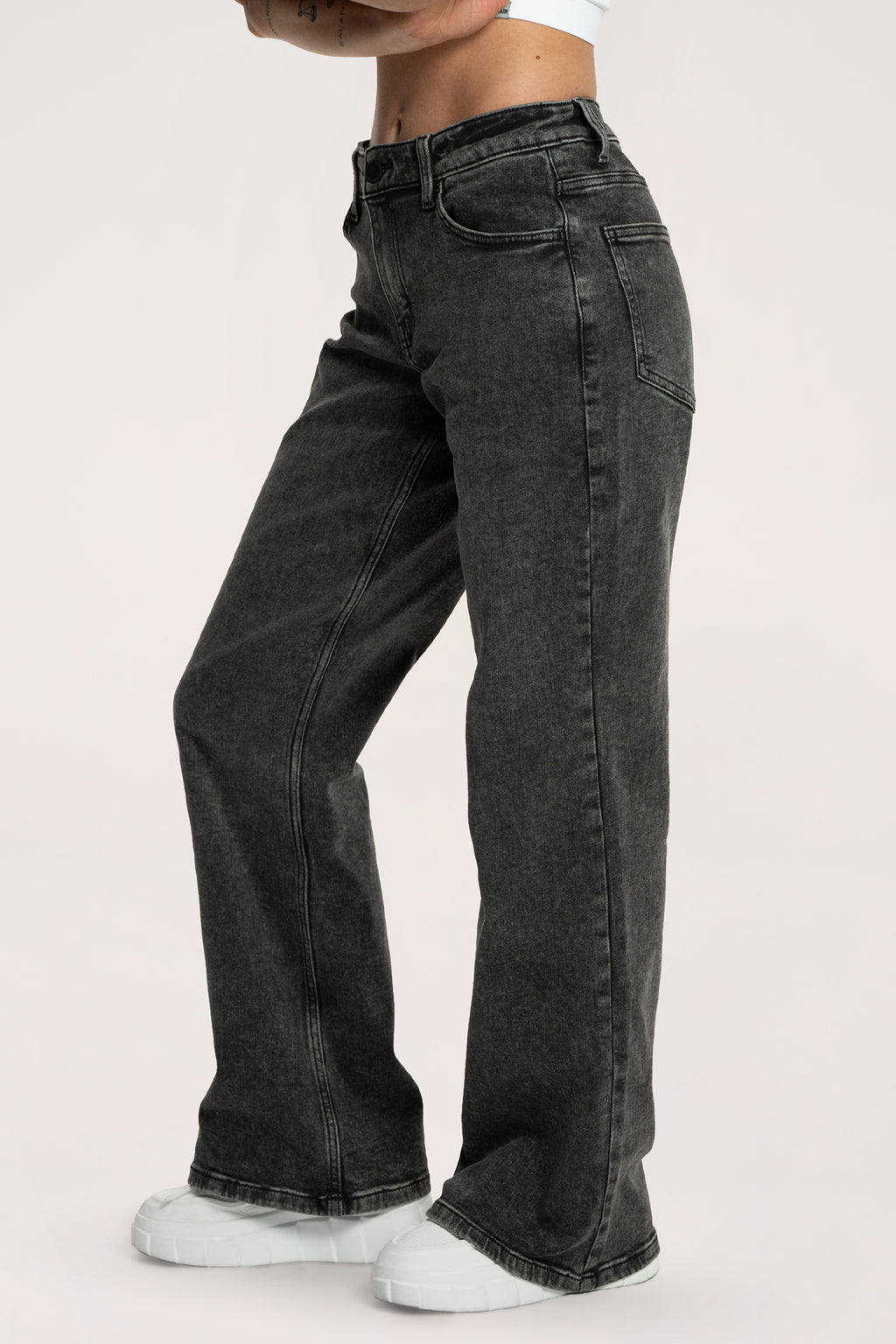 Wide low-waist jeans grey