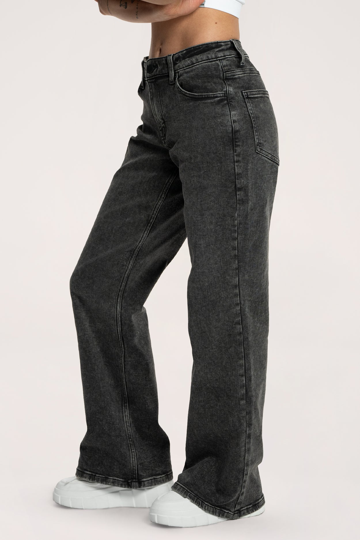 Wide low-waist jeans grey