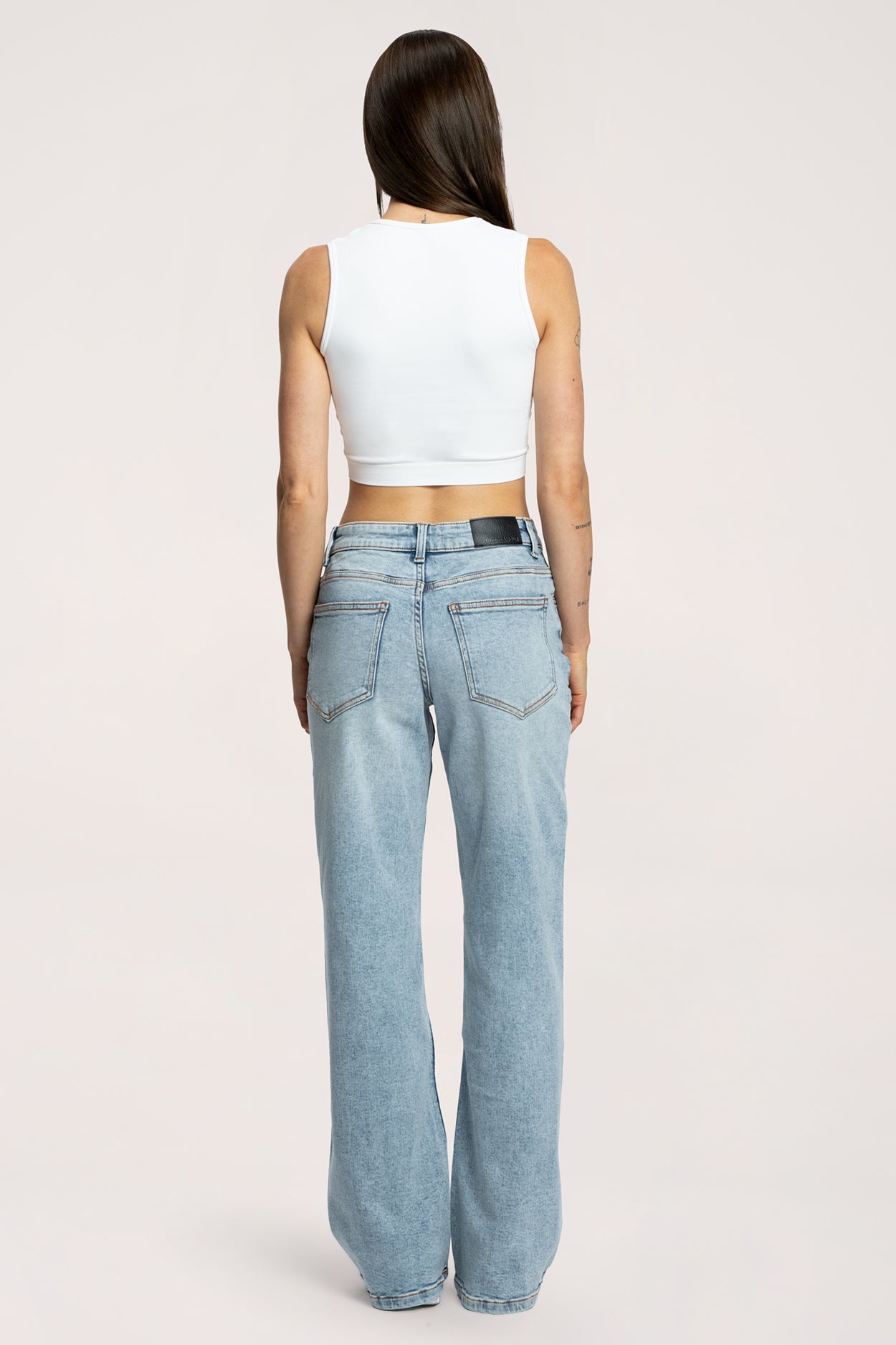 Wide low-waist jeans light blue