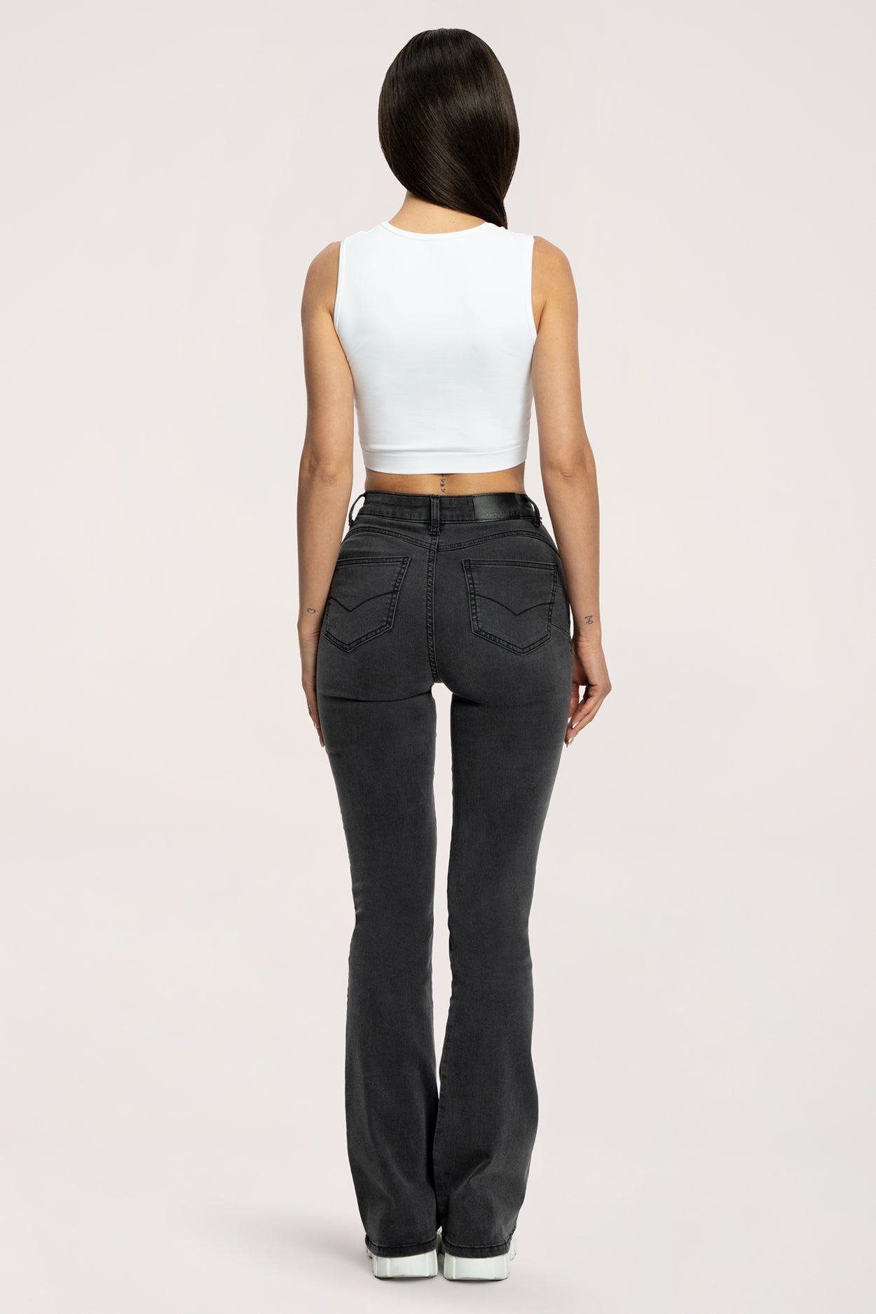 Perfect slim flare jeans black long