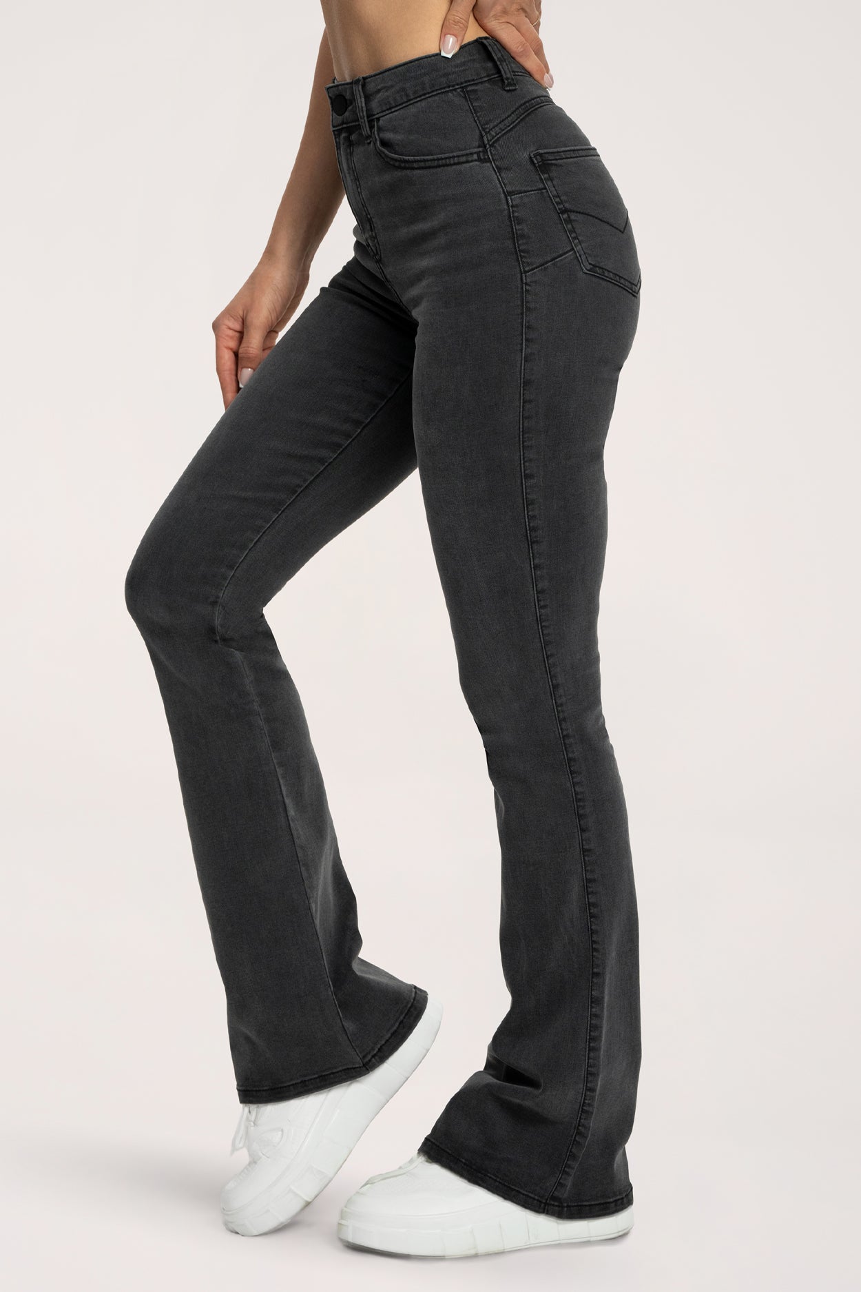 Perfect slim flare jeans black long