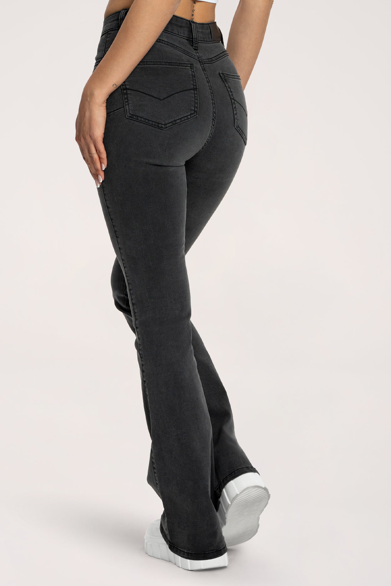 Perfect slim flare jeans black long