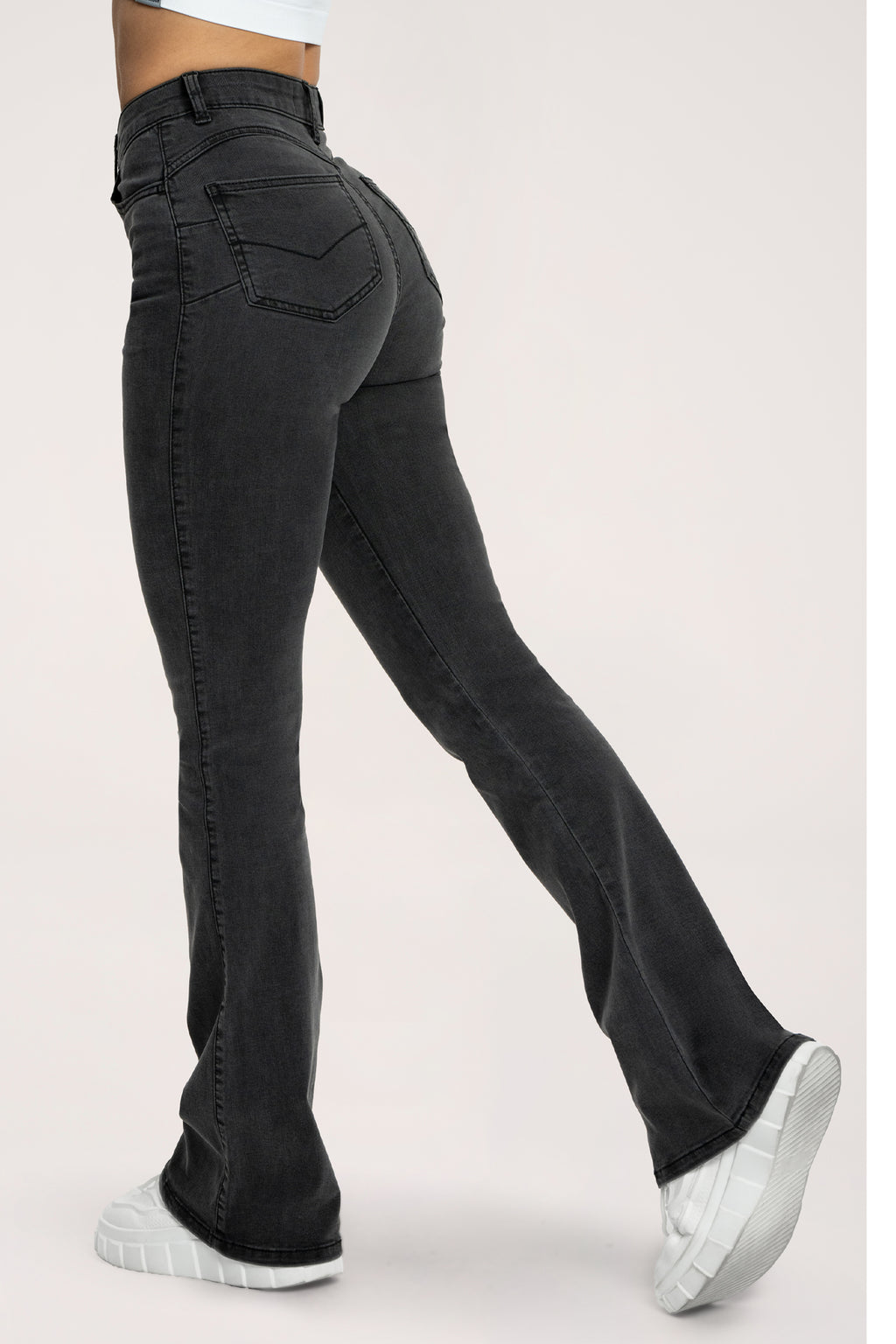 Perfect slim flare jeans black long