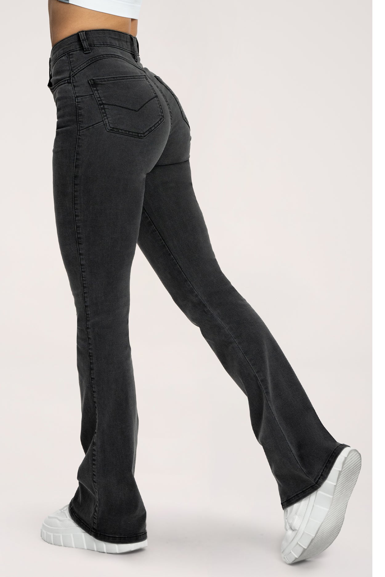 Perfect slim flare jeans black long