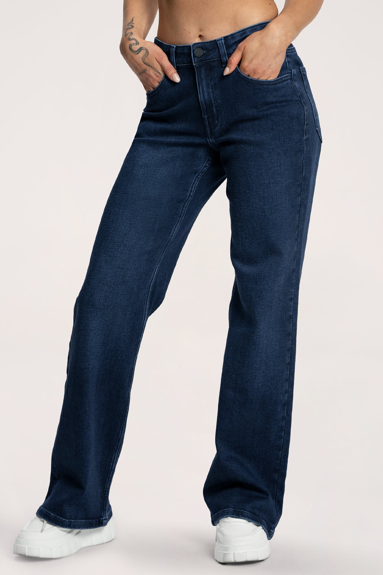 Wide low-waist jeans navy blue