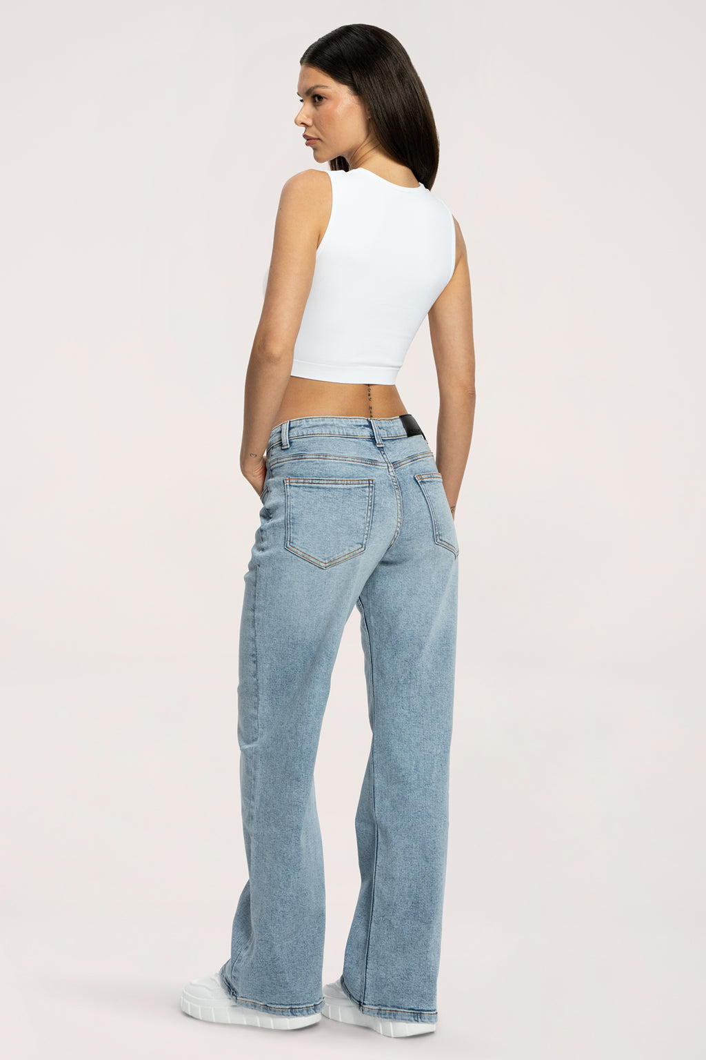 Low waist wide jeans light blue long
