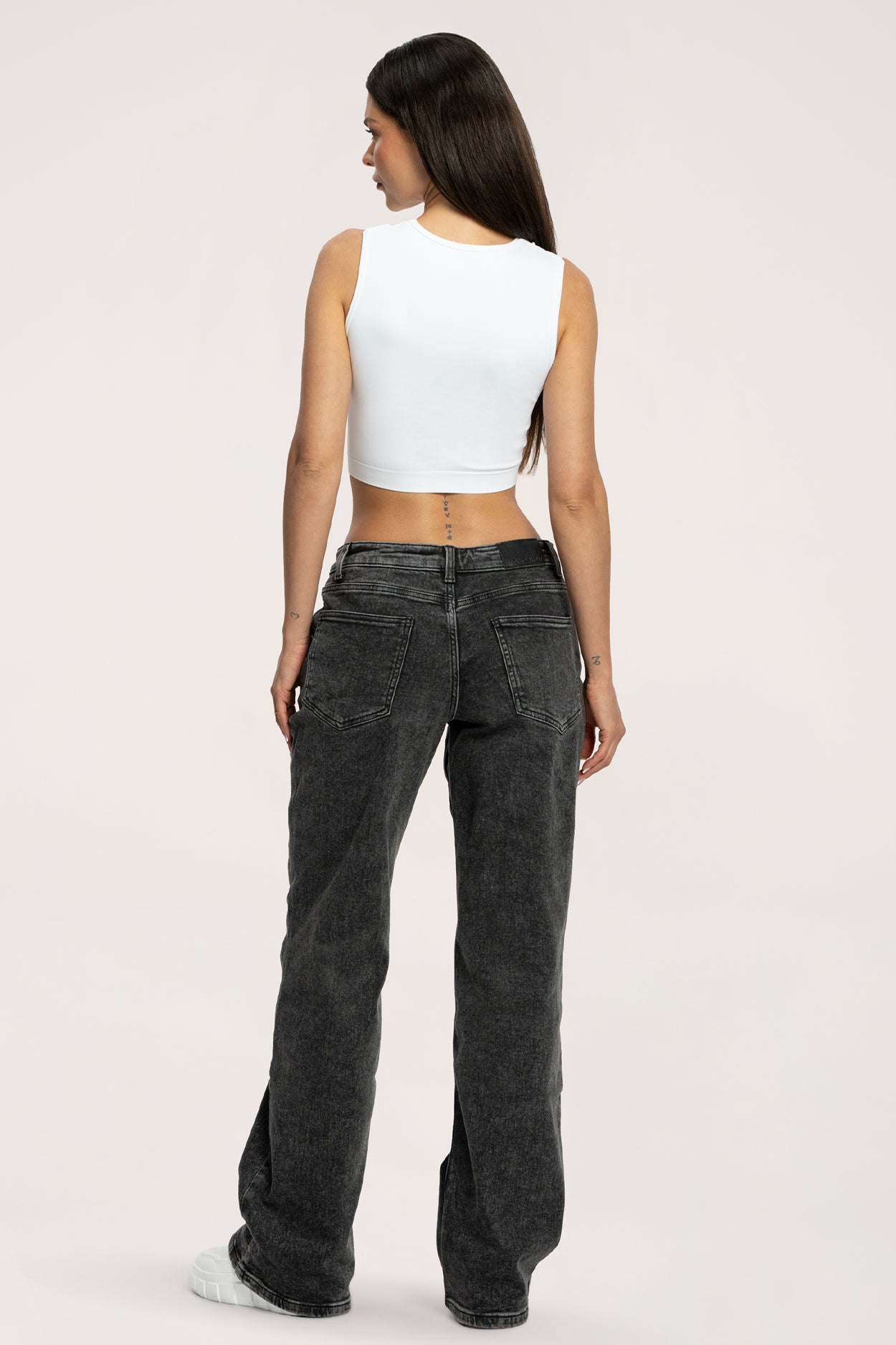Low waist wide jeans grey long
