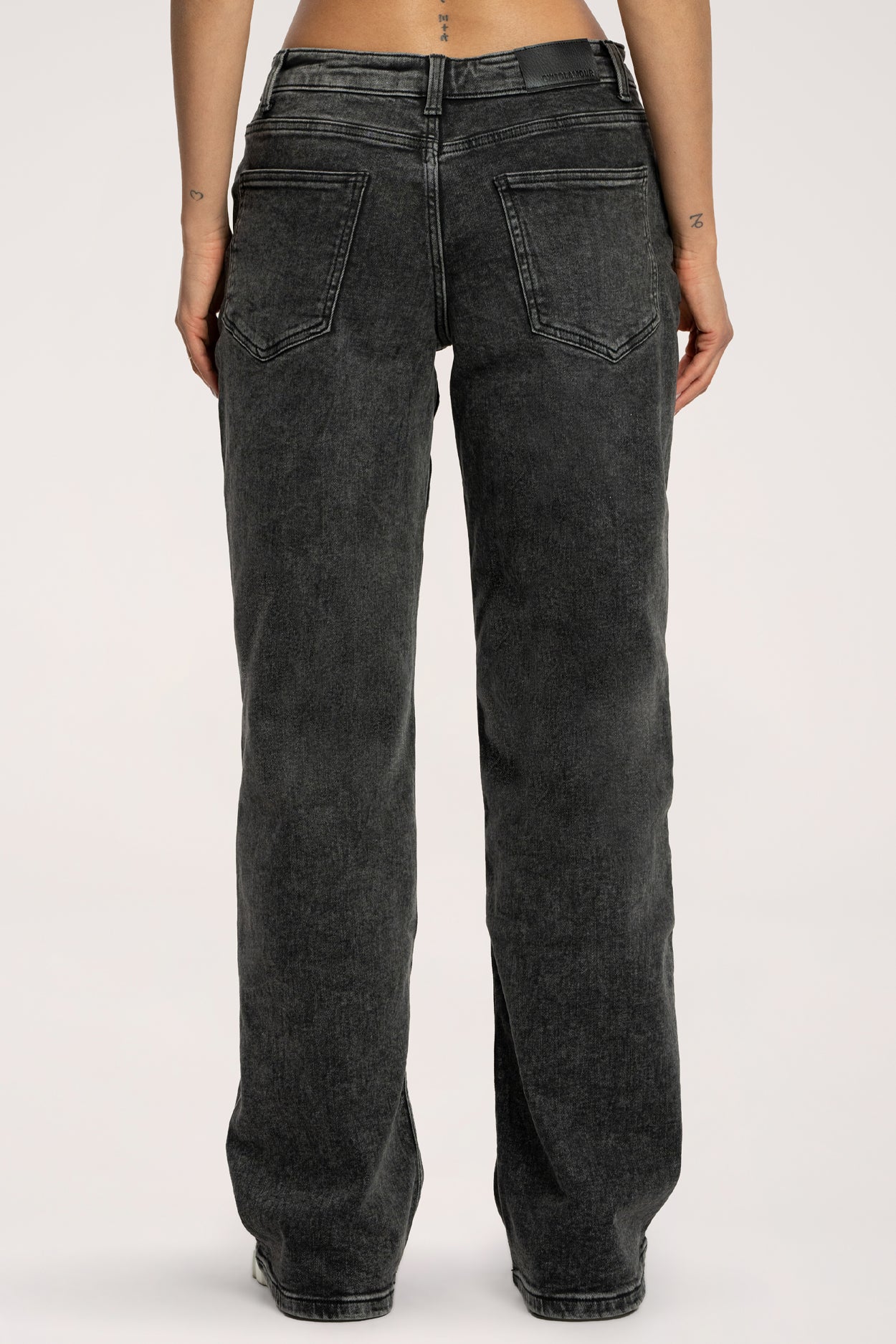 Low waist wide jeans grey long