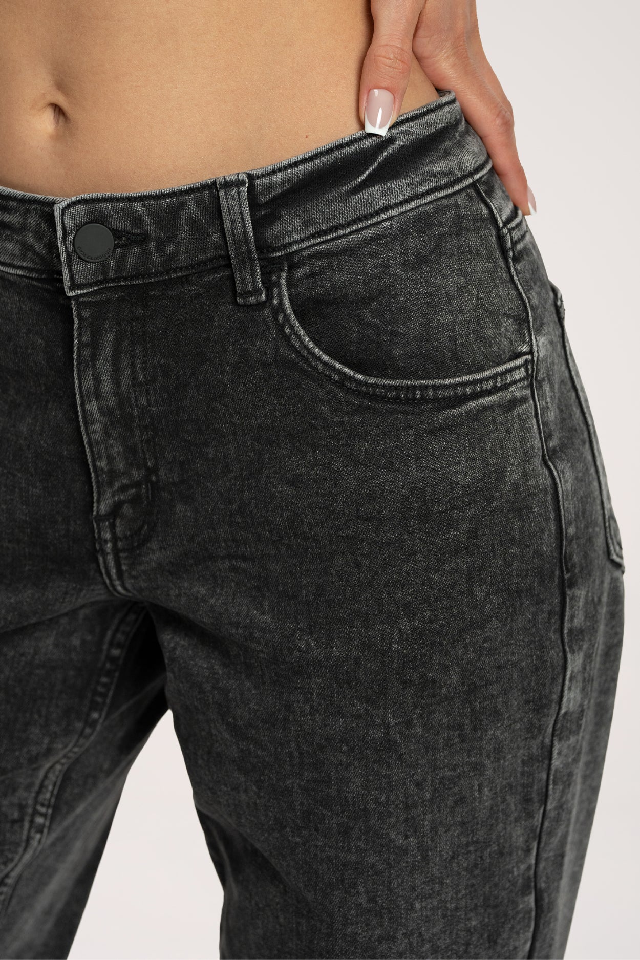 Low waist wide jeans grey long