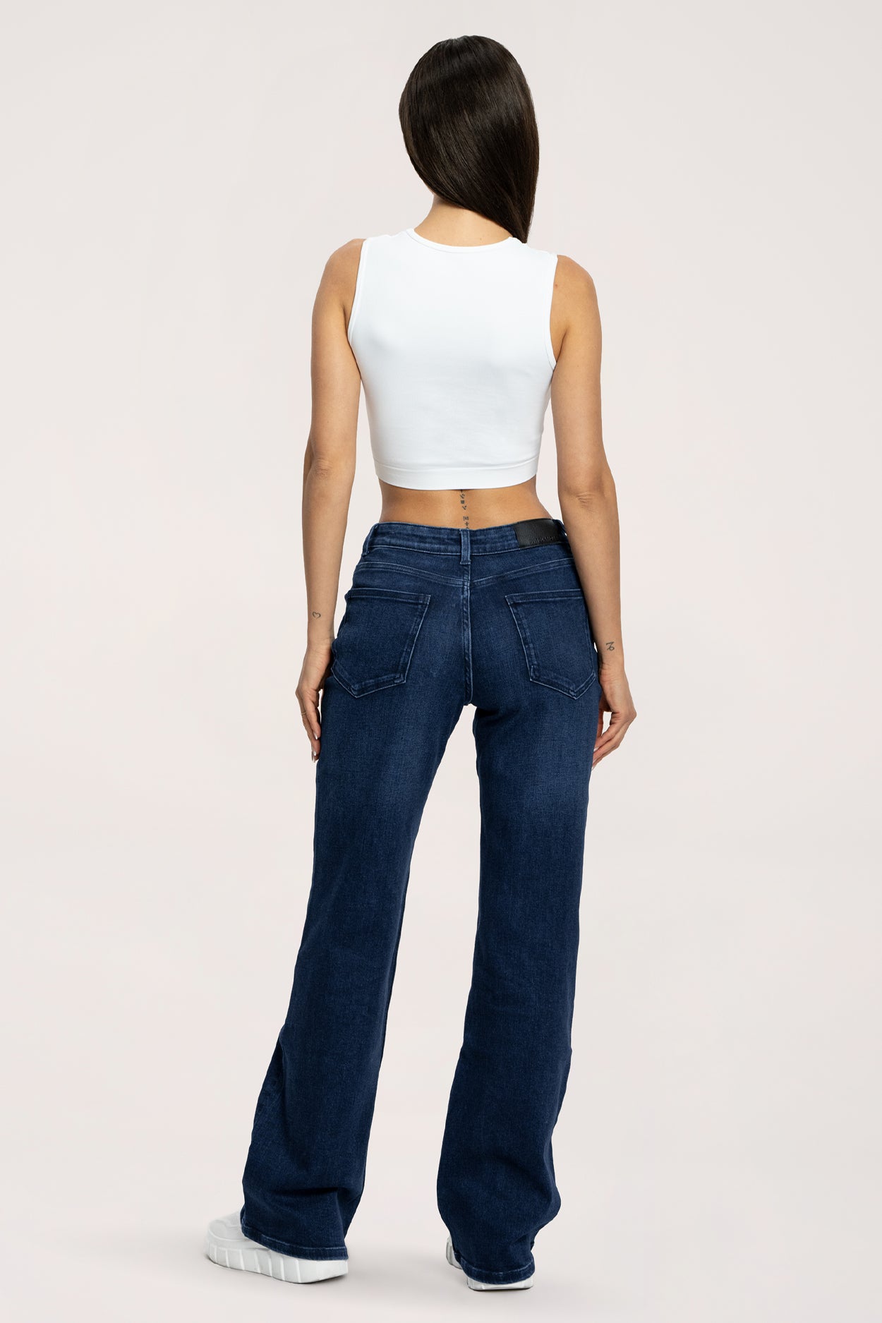 Low waist wide jeans navy blue long