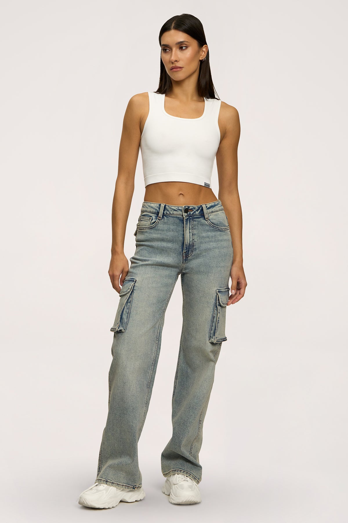 Cargo jeans washed blue
