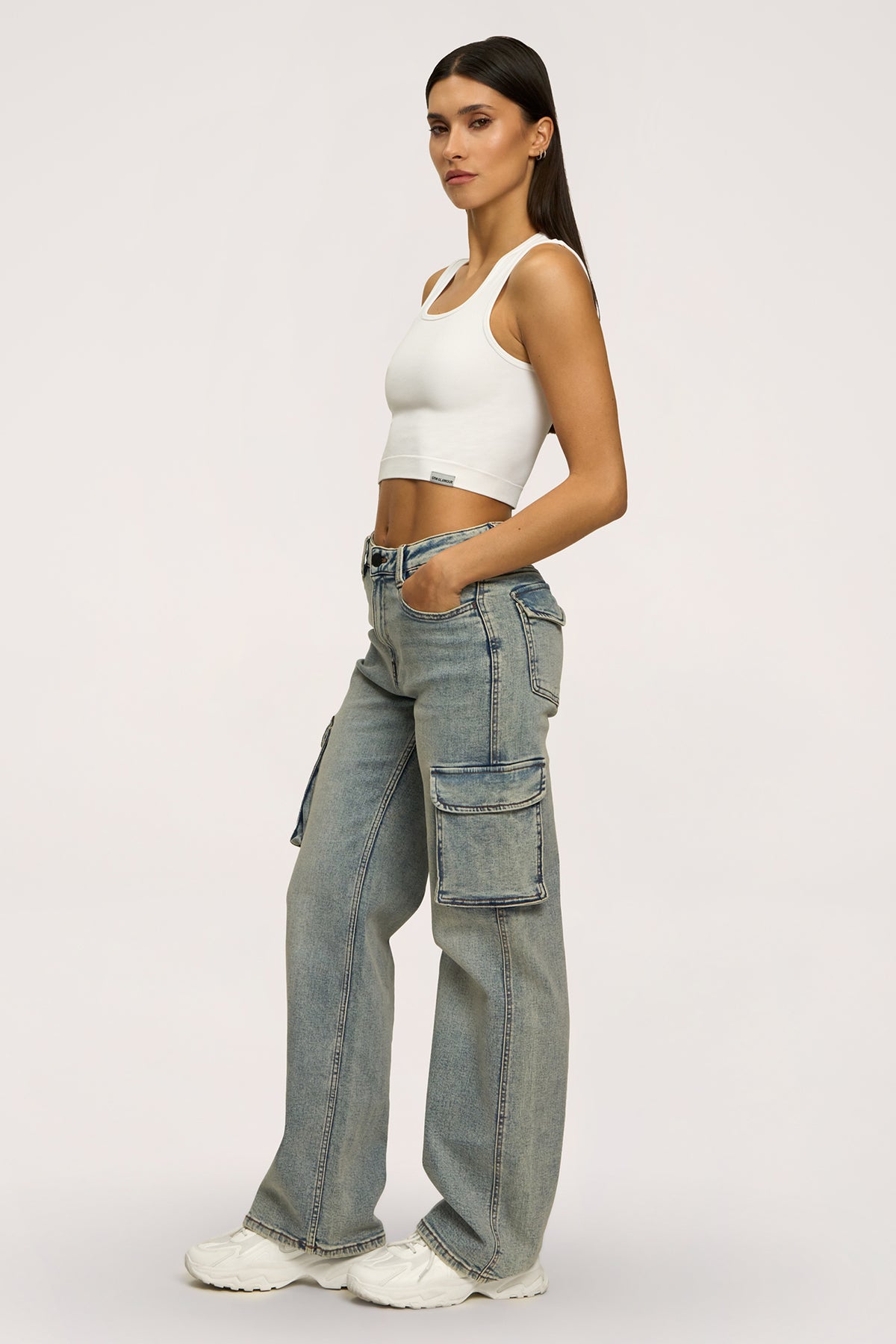 Cargo jeans washed blue