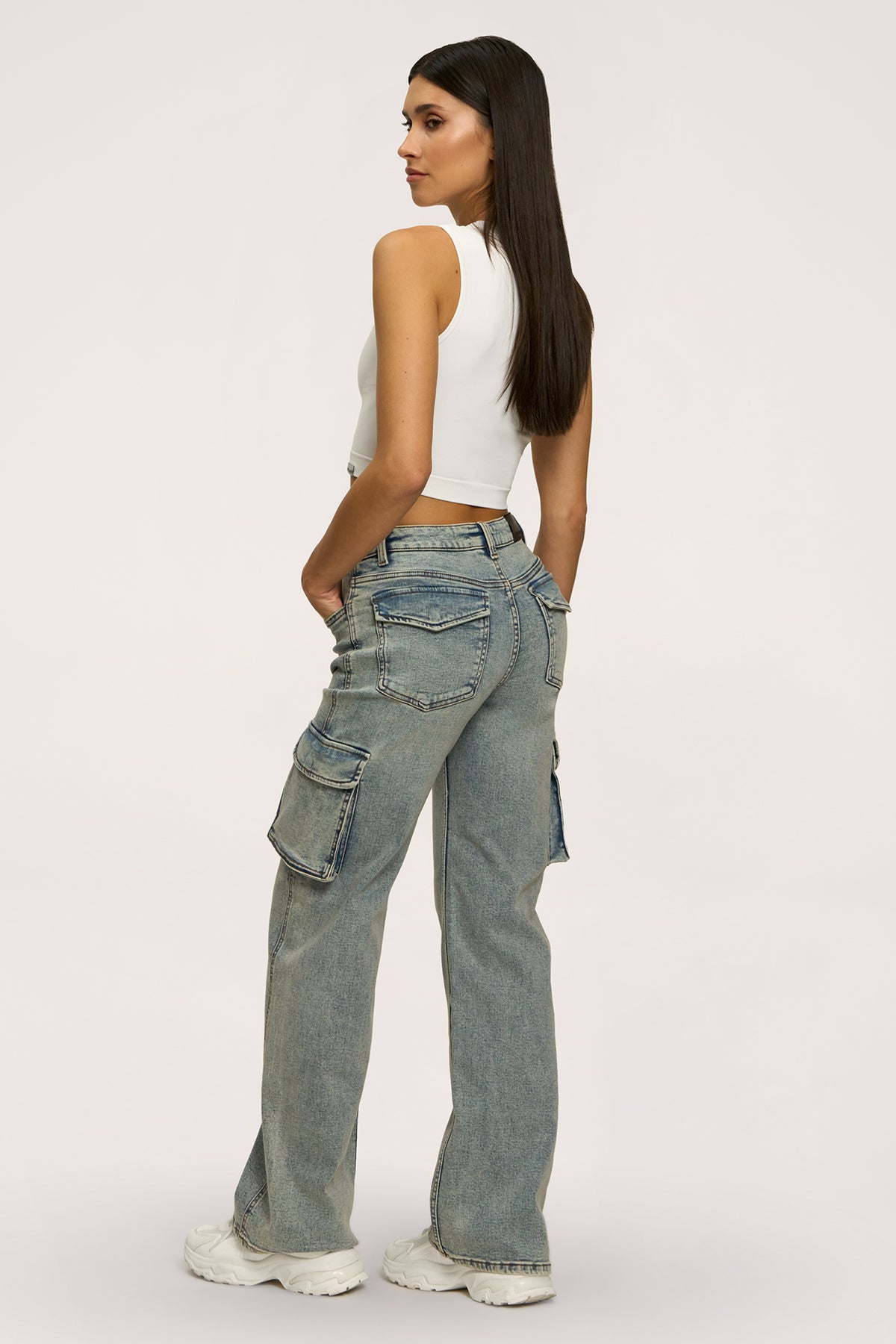 Cargo jeans washed blue