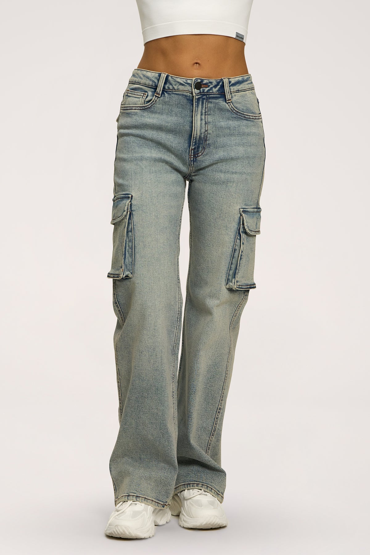 Cargo jeans washed blue