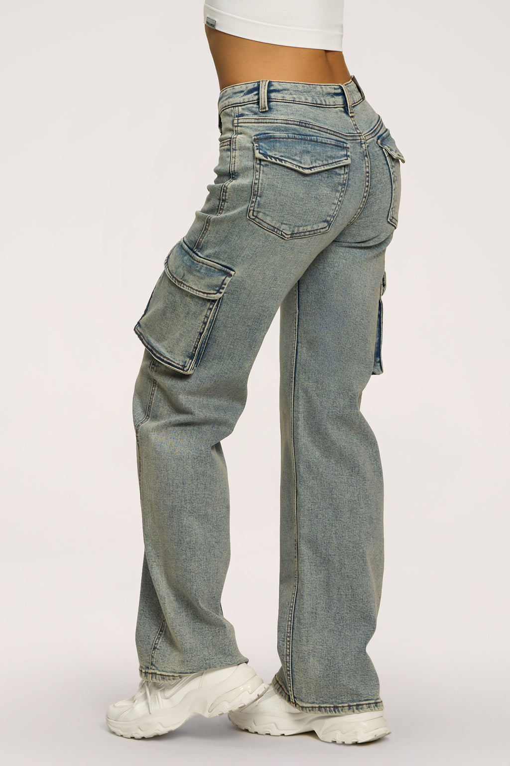 Cargo jeans washed blue