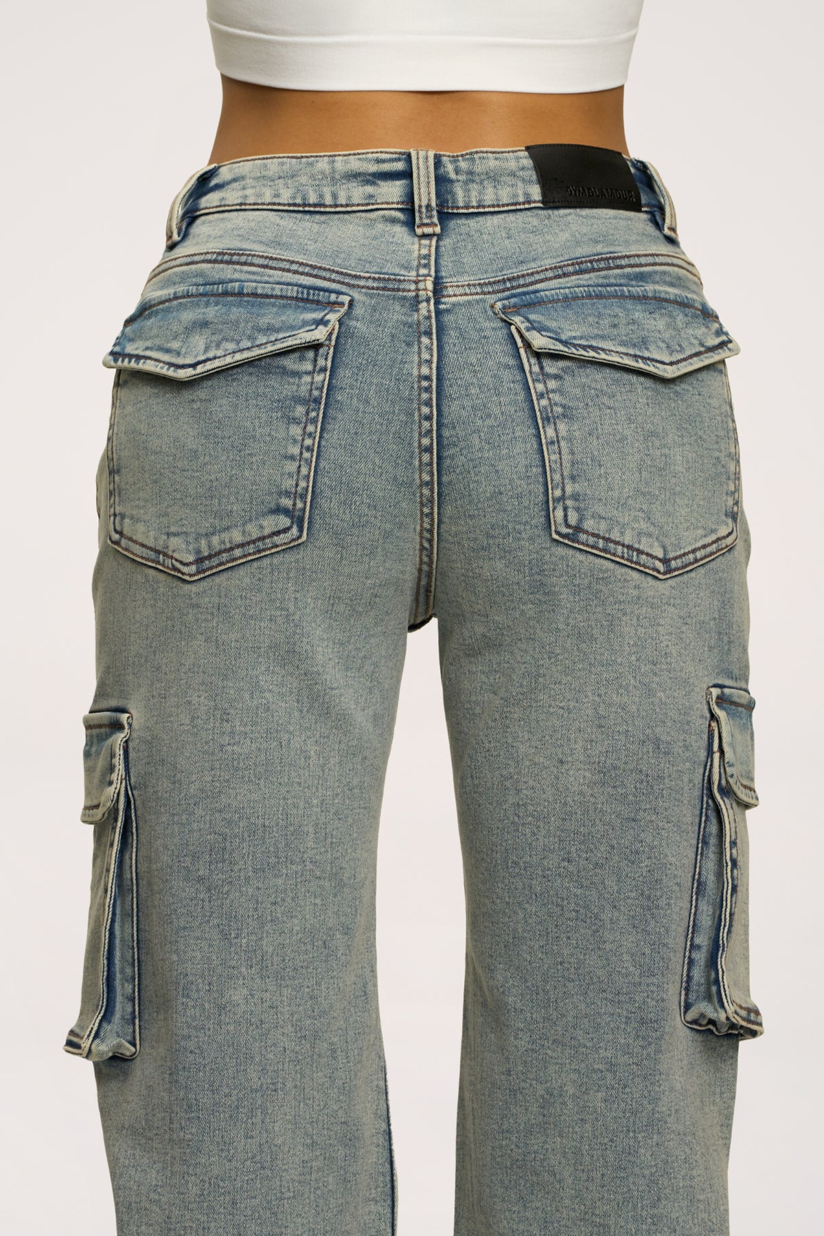 Cargo jeans washed blue