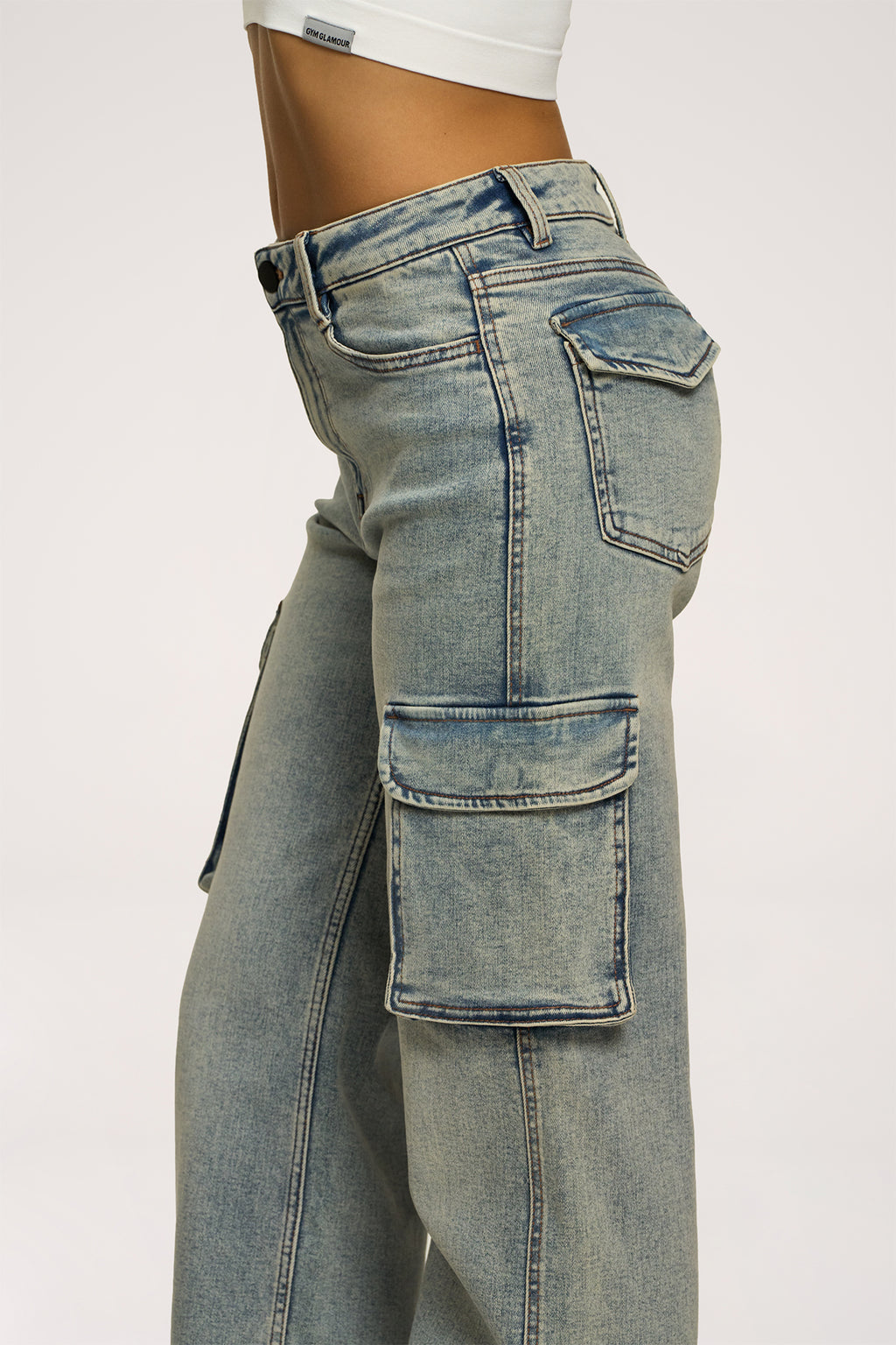 Cargo jeans washed blue