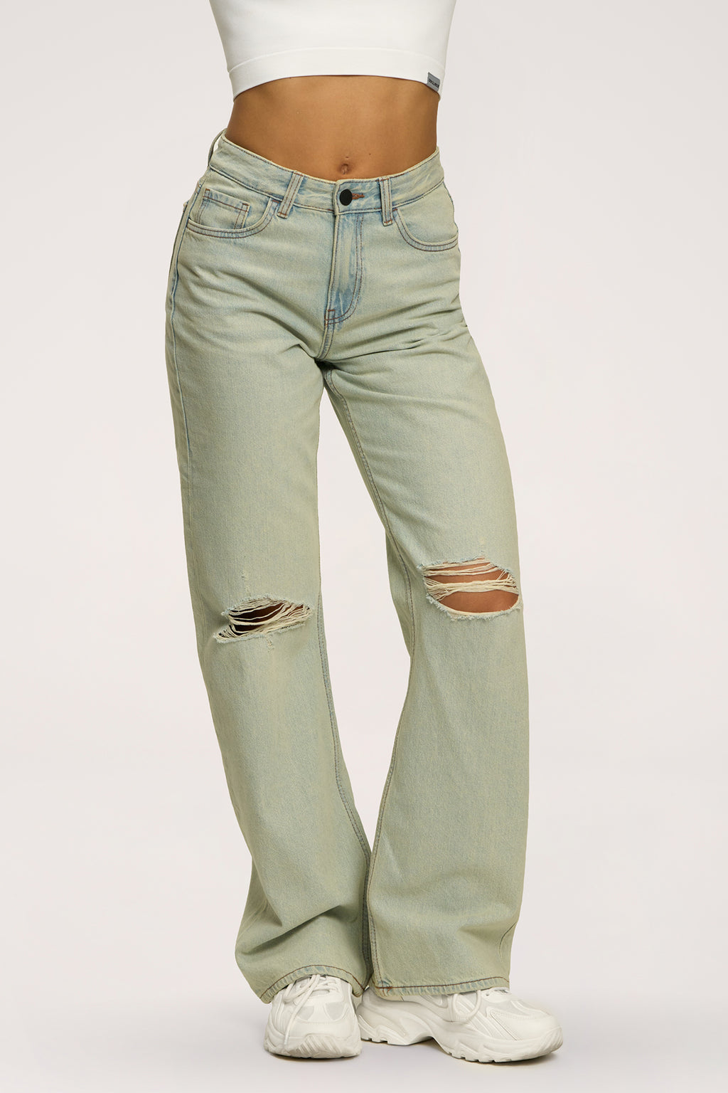 Wide relaxed jeans light green