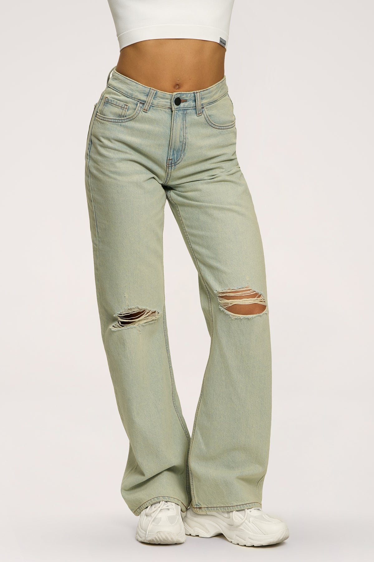 Wide relaxed jeans light green