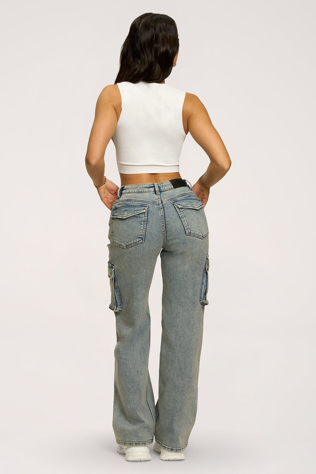 Cargo jeans washed blue