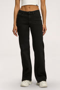 Wide low-waist jeans black