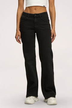 Wide low-waist jeans black