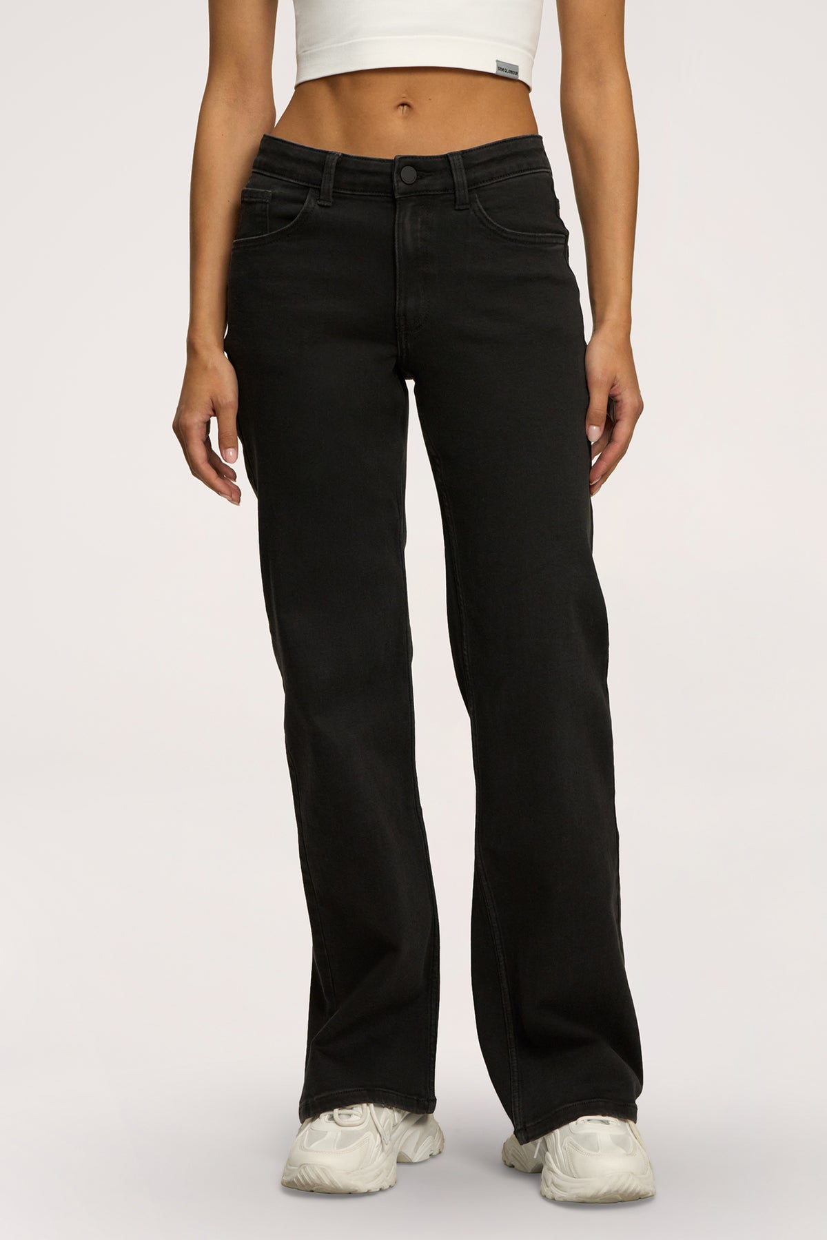 Wide low-waist jeans black
