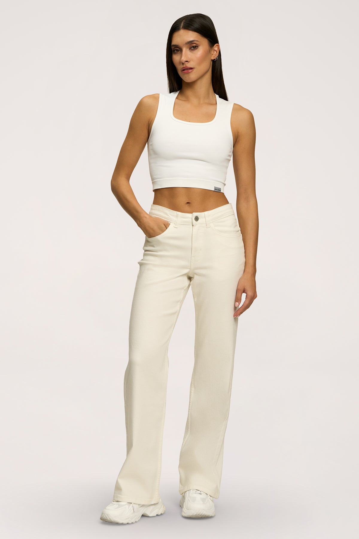 Wide low-waist jeans off white