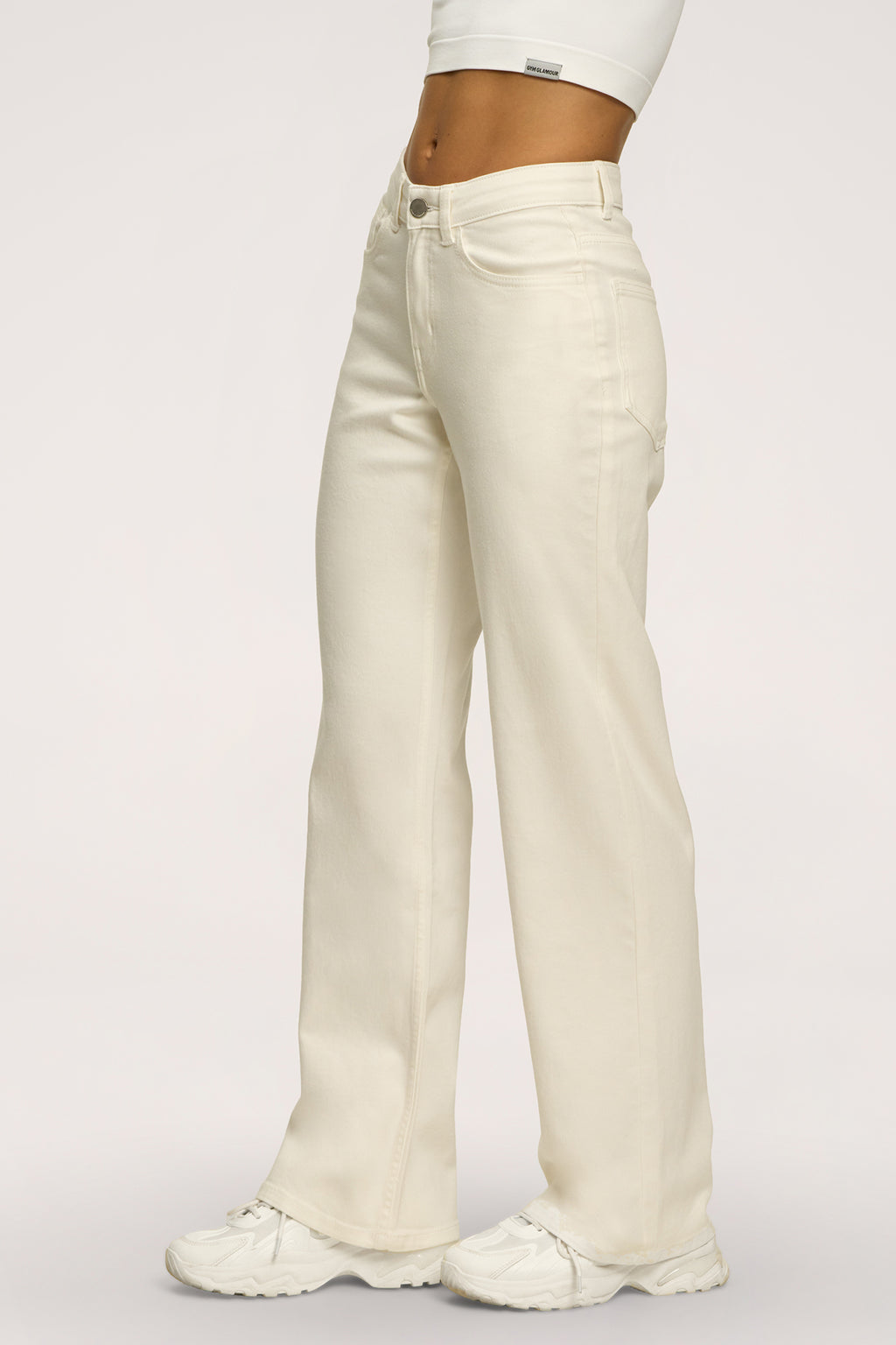 Wide low-waist jeans off white