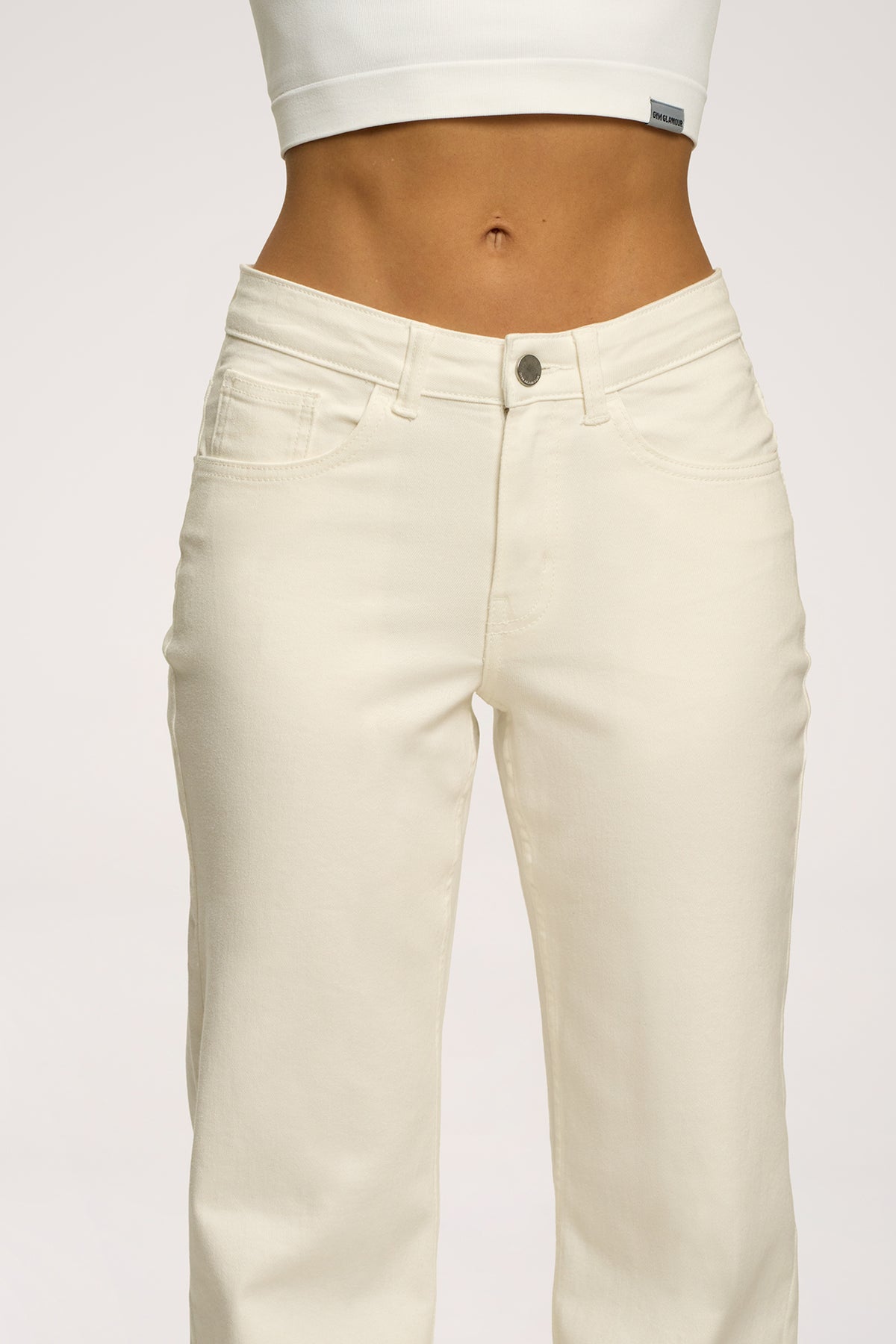 Wide low-waist jeans off white