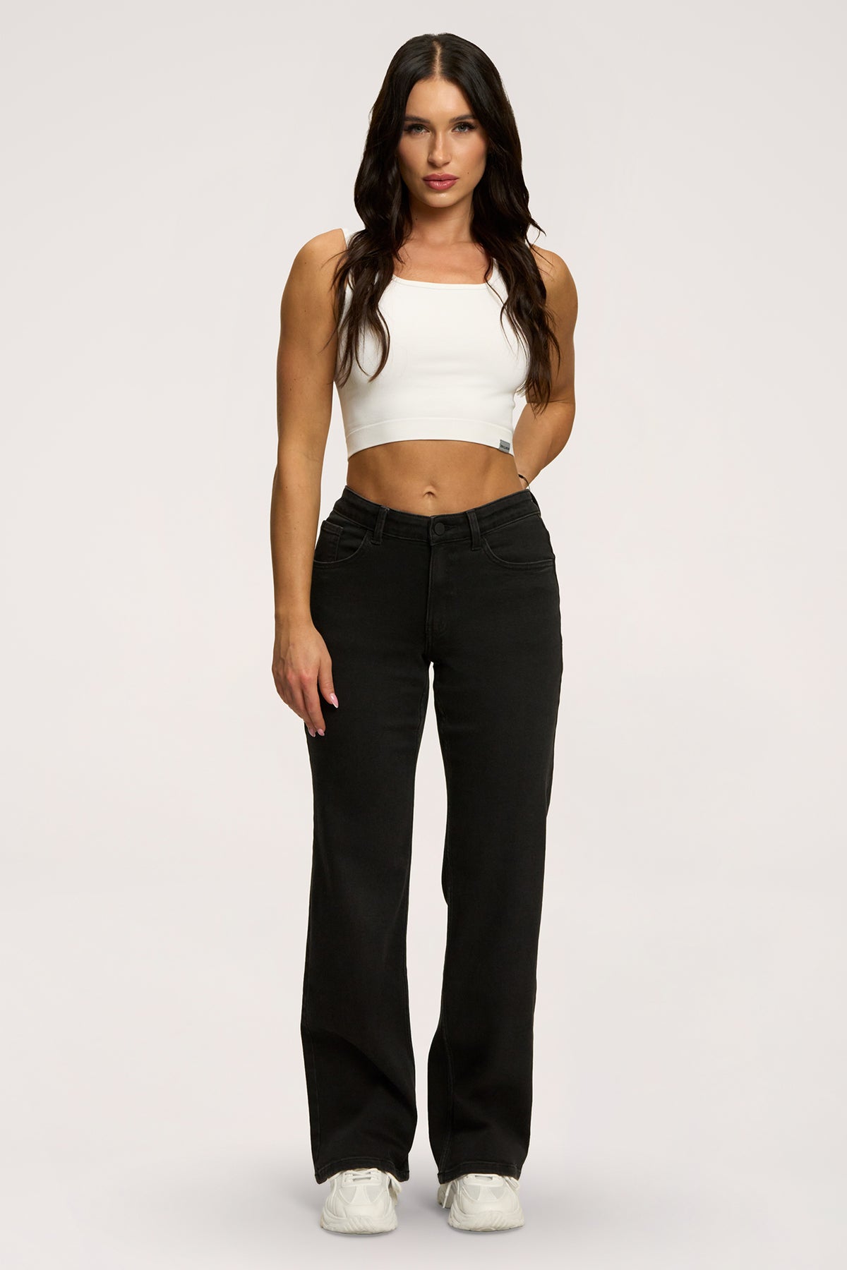 Wide low-waist jeans black