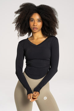 Langarmshirt mit Ausschnitt Black