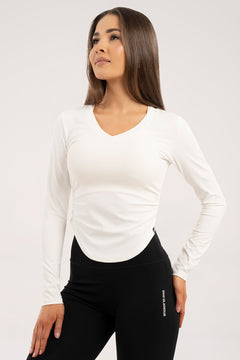 Langarmshirt mit Ausschnitt Weiss