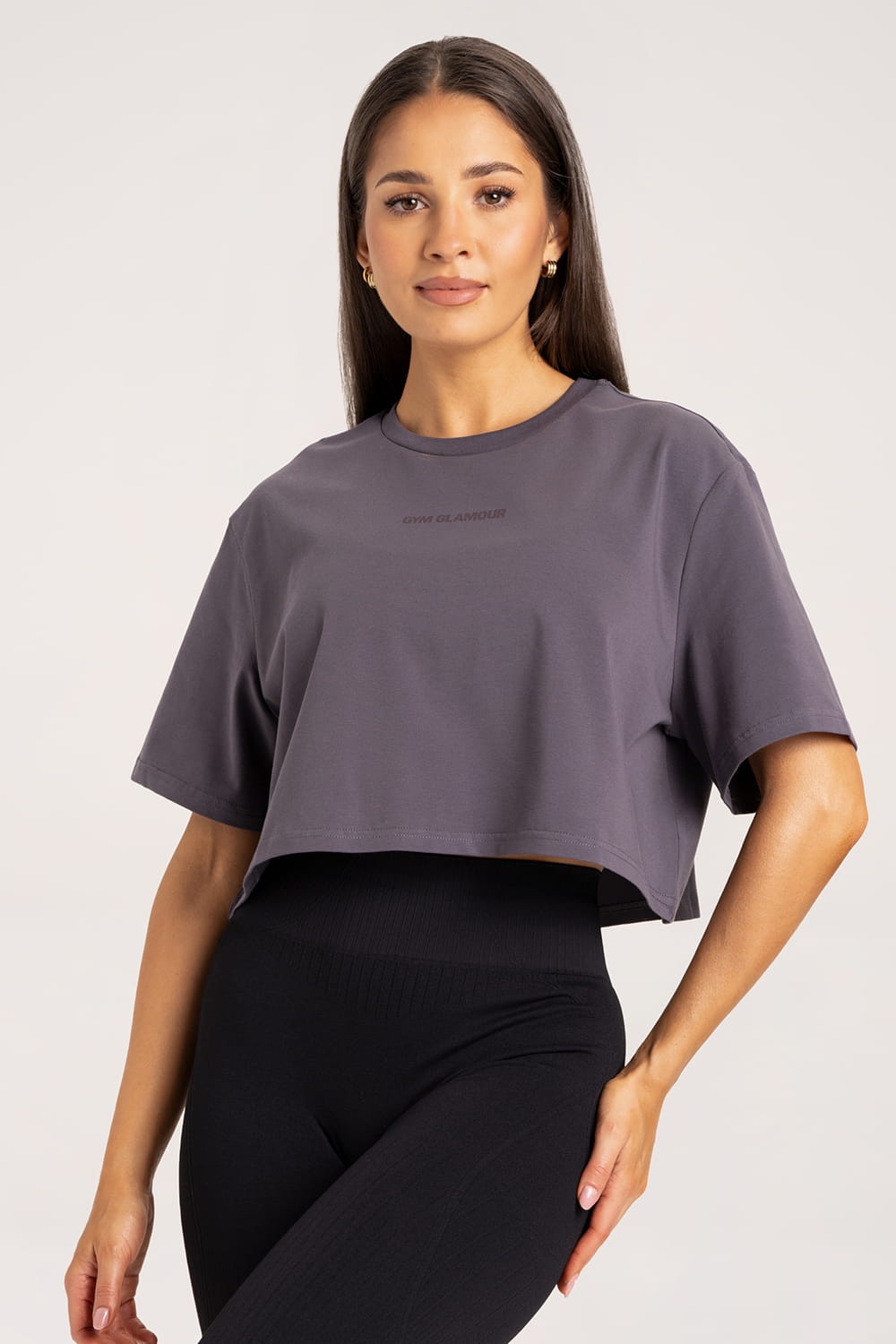 T-shirt boxy dark silver