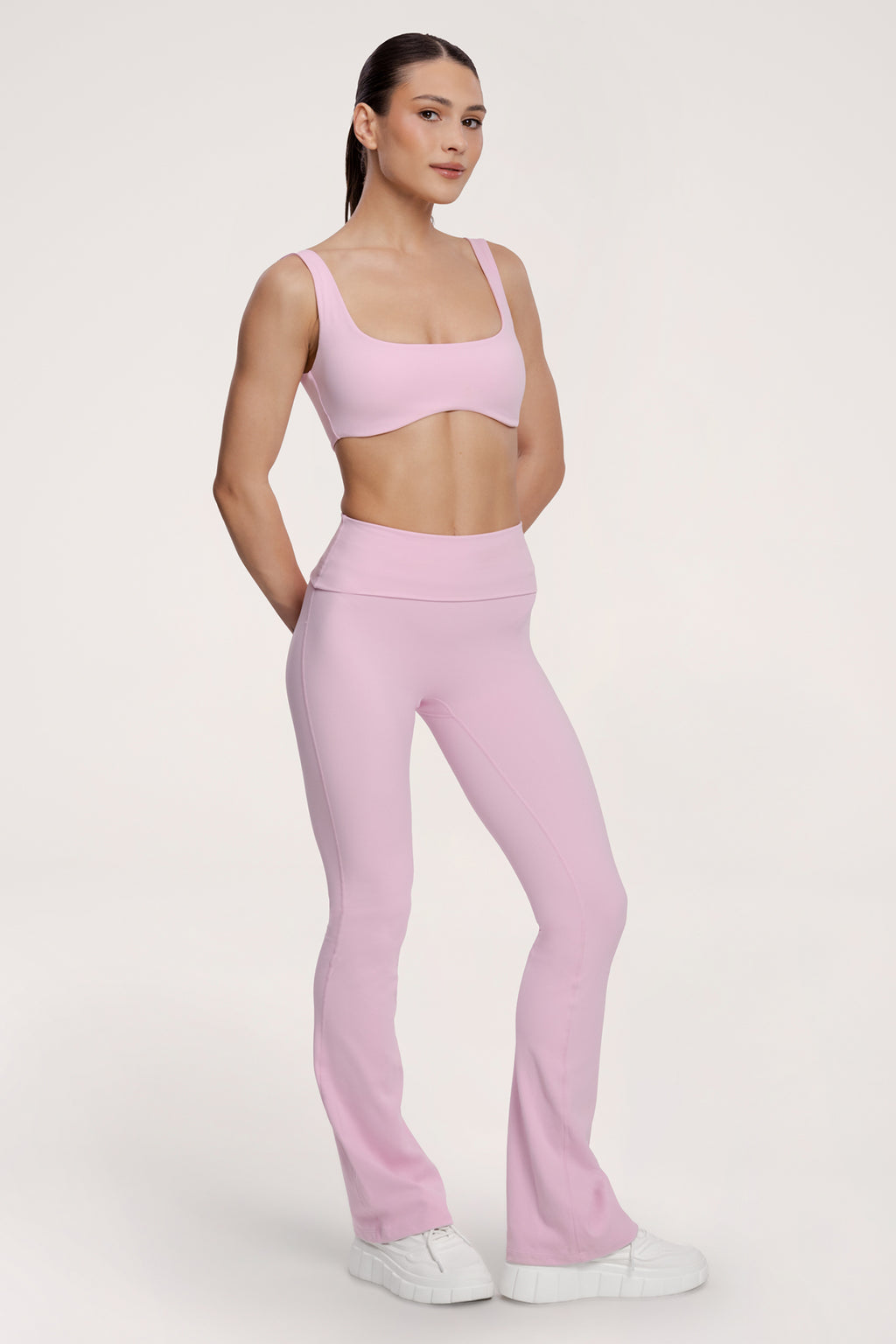 Flared pilates era pink