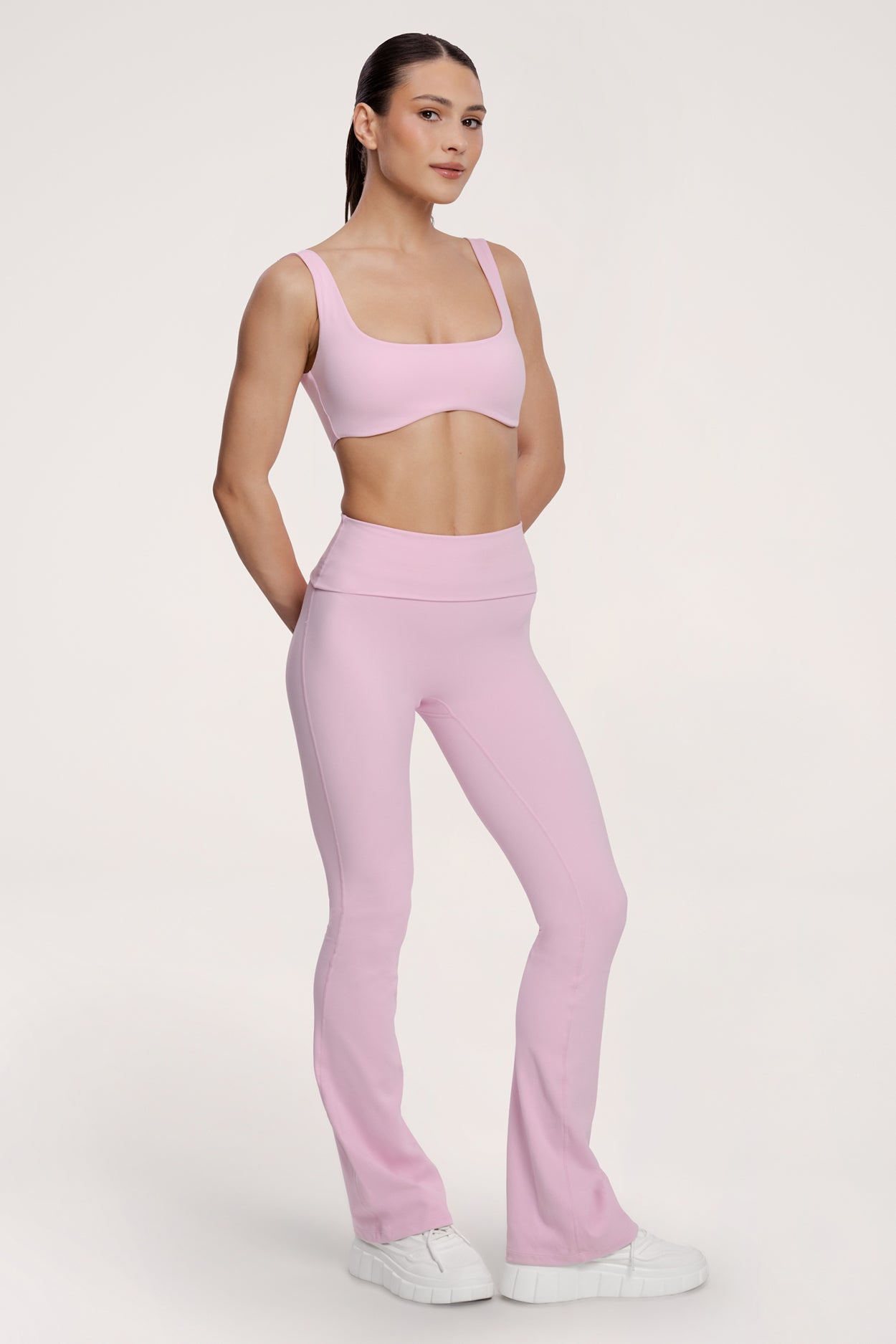 Flared pilates era pink