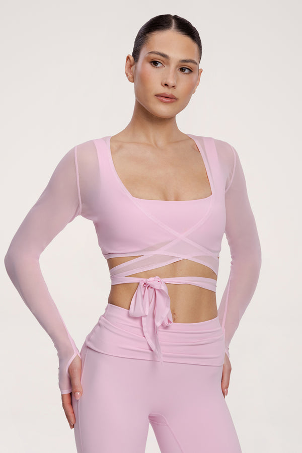 Tie-up shrug pilates era pink