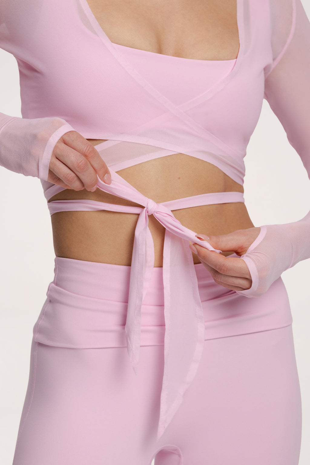 Tie-up shrug pilates era pink