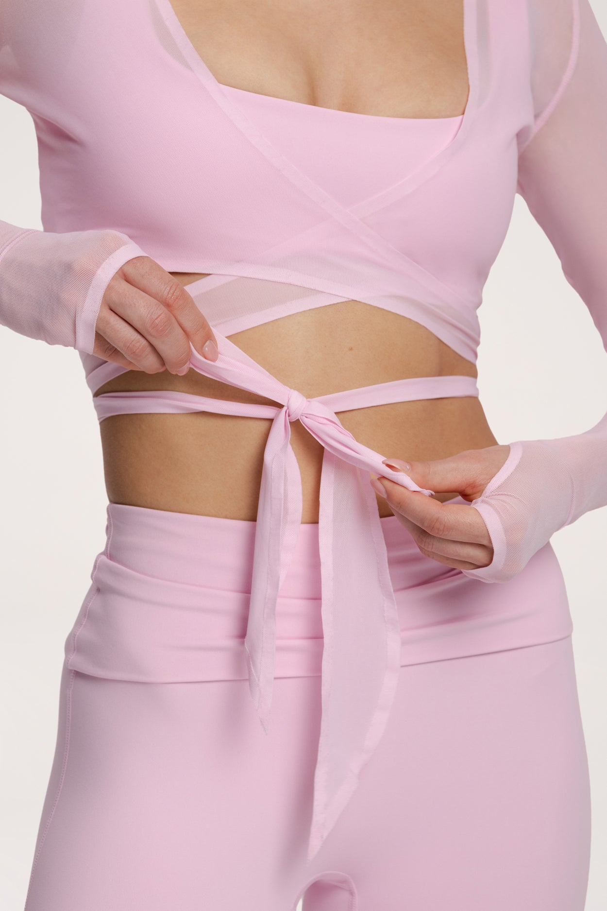 Tie-up shrug pilates era pink