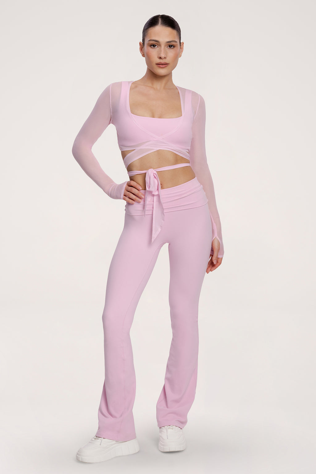 Tie-up shrug pilates era pink