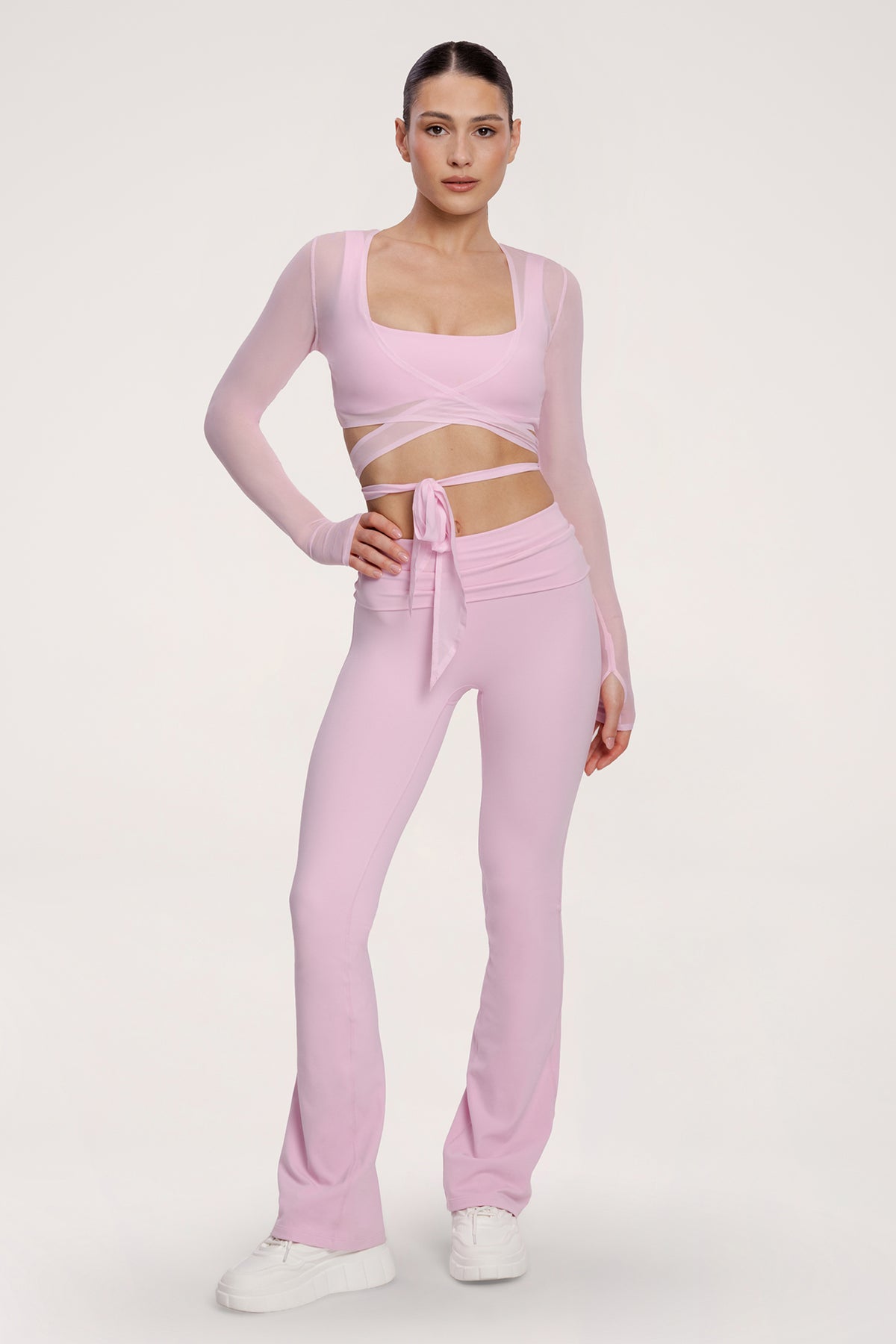 Tie-up shrug pilates era pink