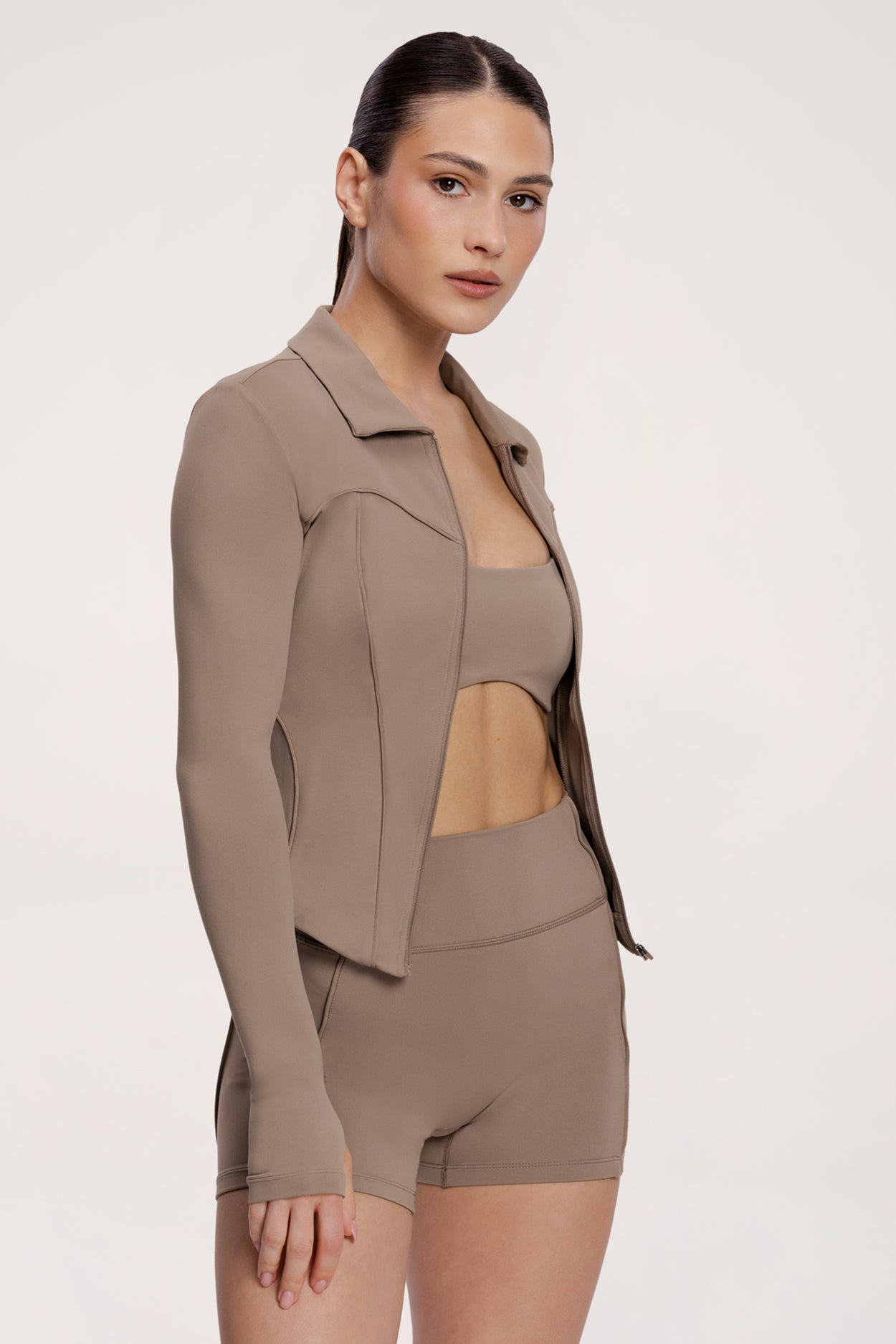 Zip hoodie pilates era warm beige