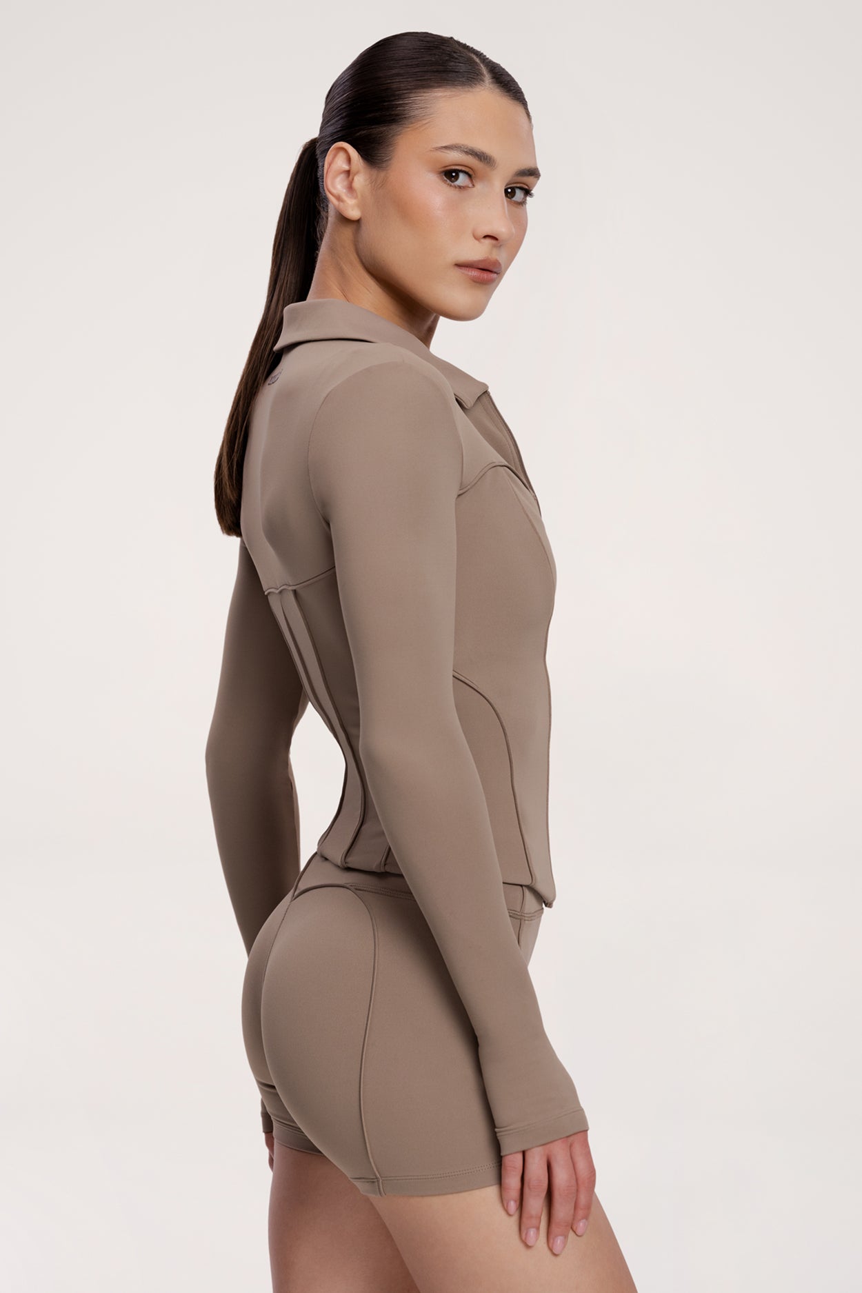 Zip hoodie pilates era warm beige