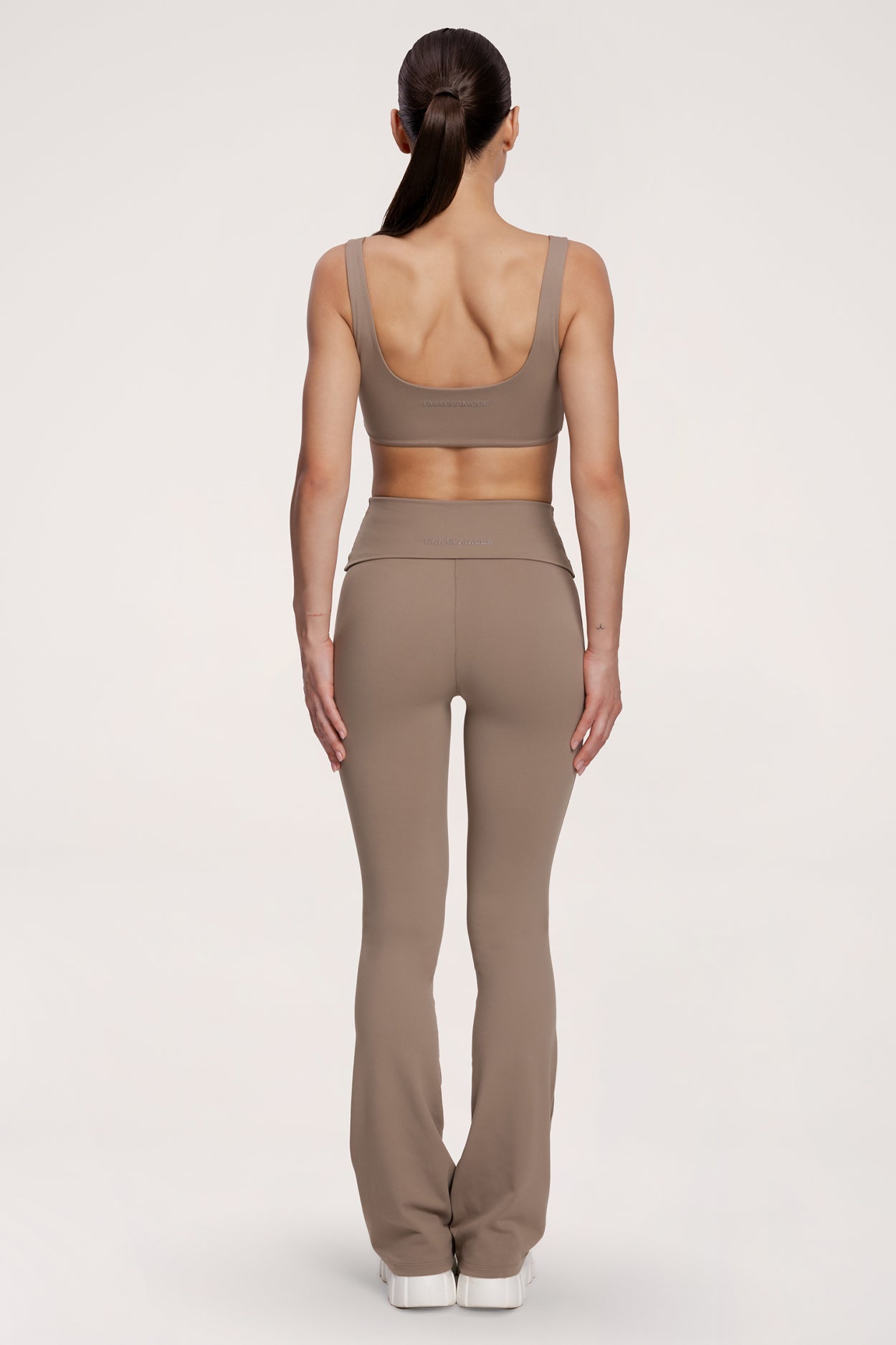 Flared pilates era warm beige