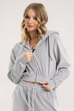 Bluză cu fermoar Velour light grey