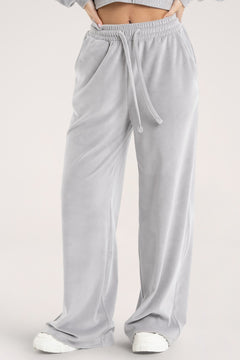 Lounge-Hose Velour light grey