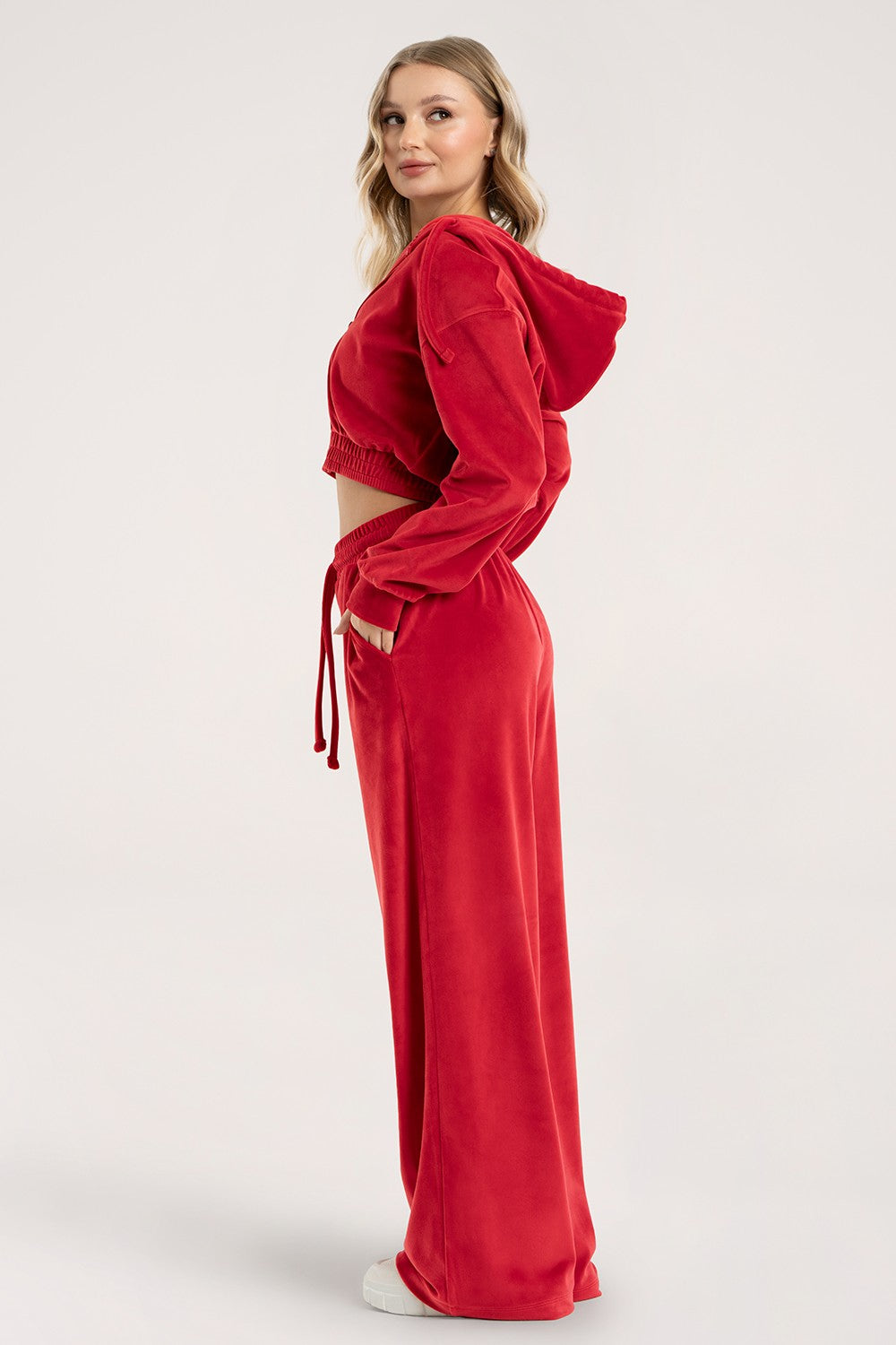 Spodnie dresowe velour red